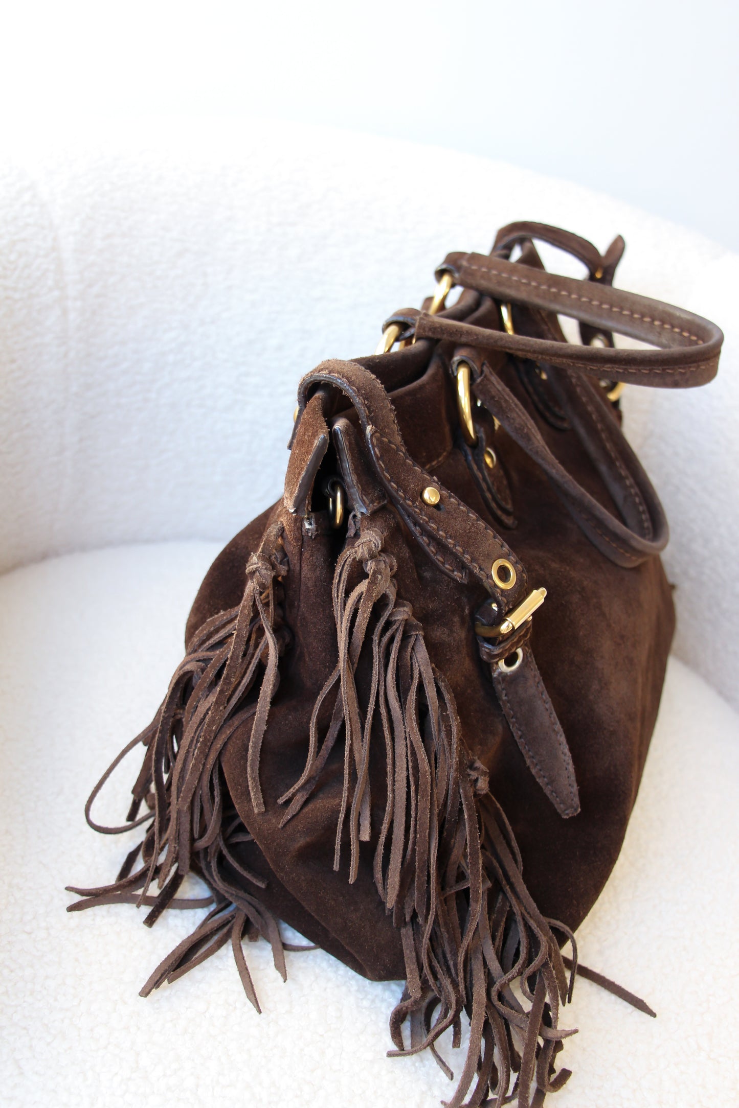 Miu Miu Suede Tassel Handbag