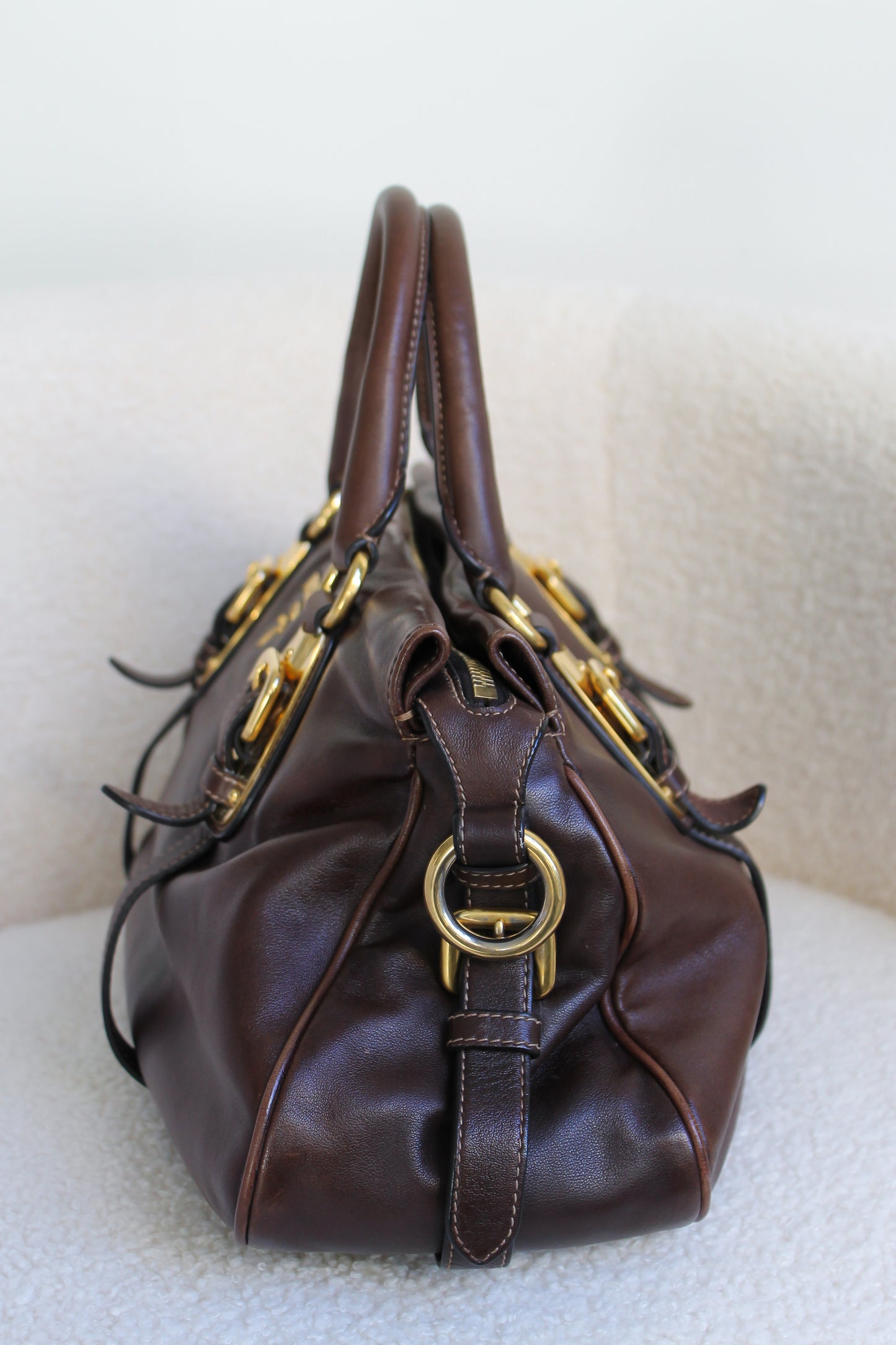 Prada Buckled Bauletto Bag