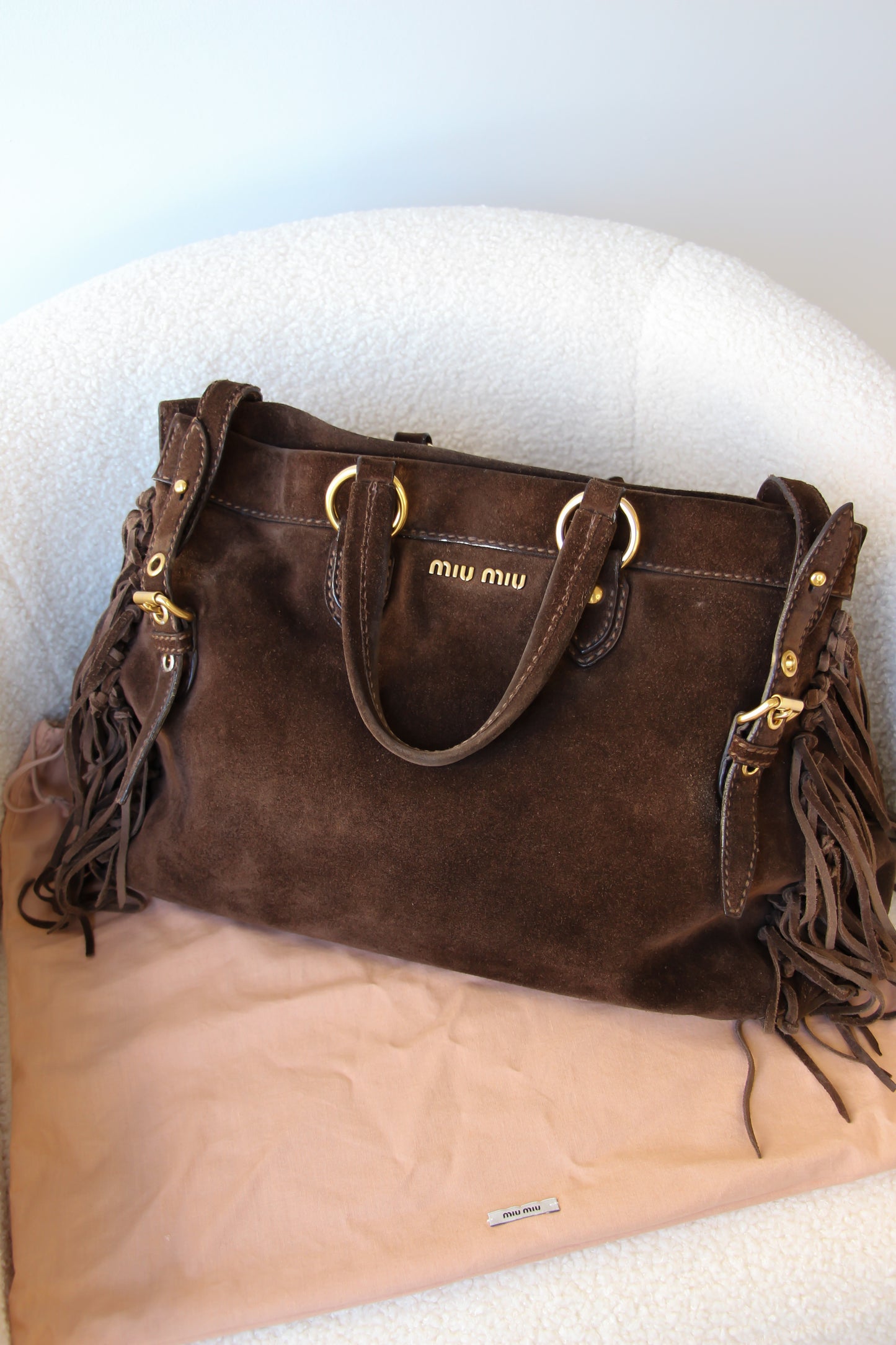Miu Miu Suede Tassel Handbag