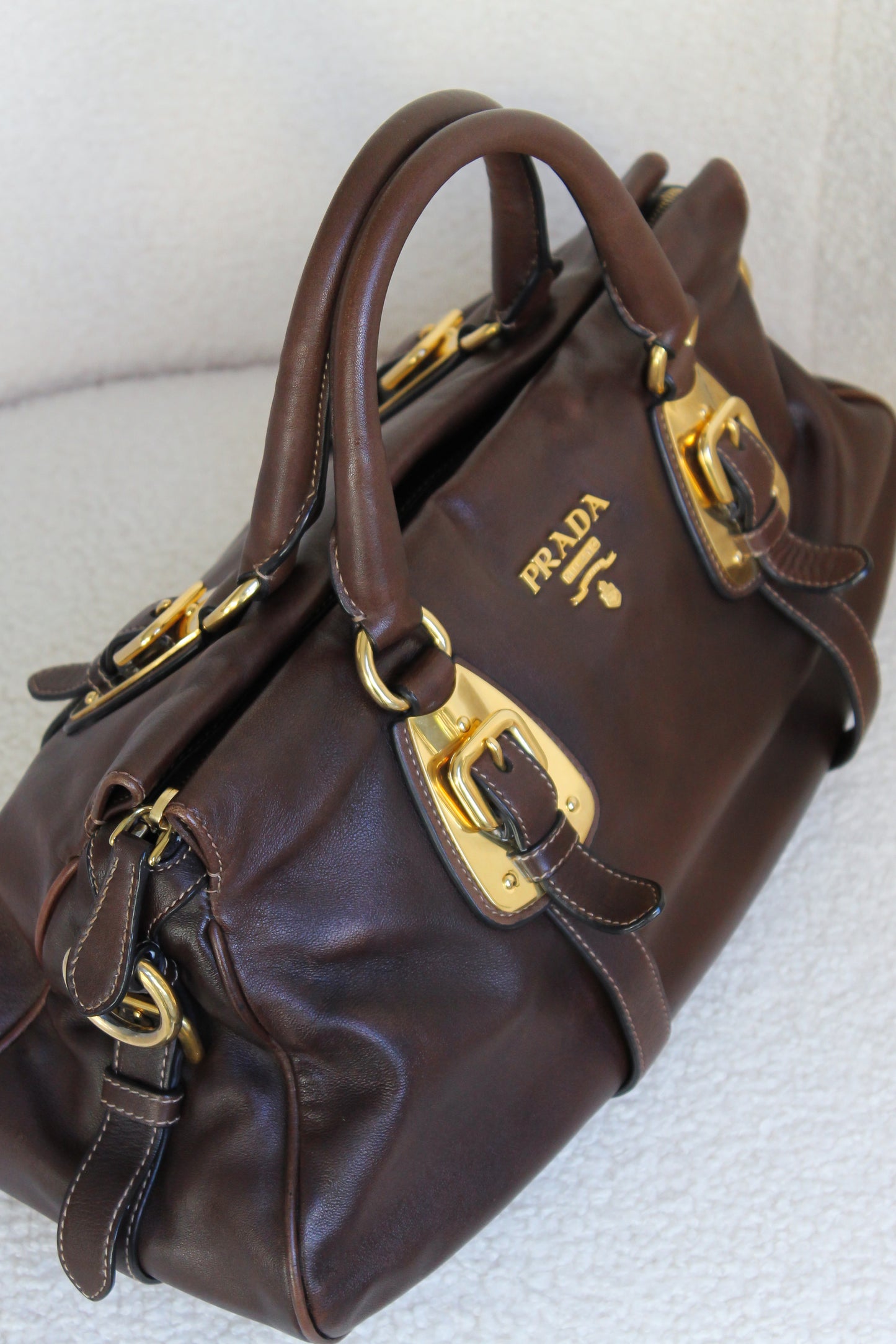 Prada Buckled Bauletto Bag