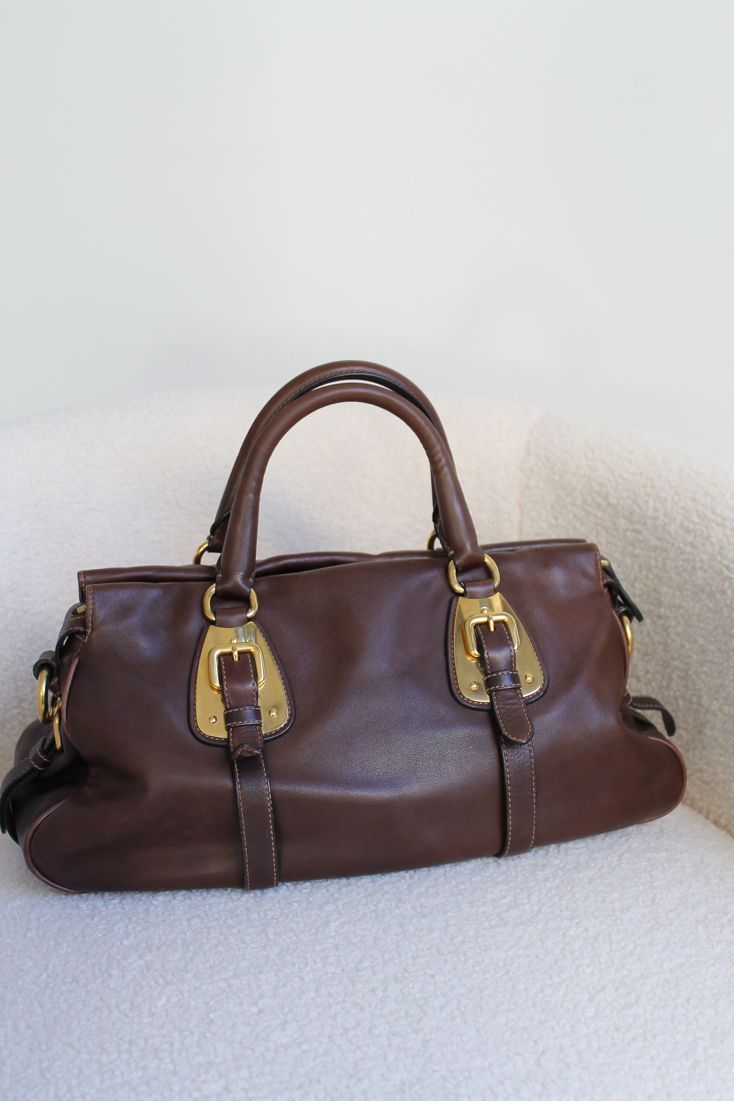 Prada Buckled Bauletto Bag
