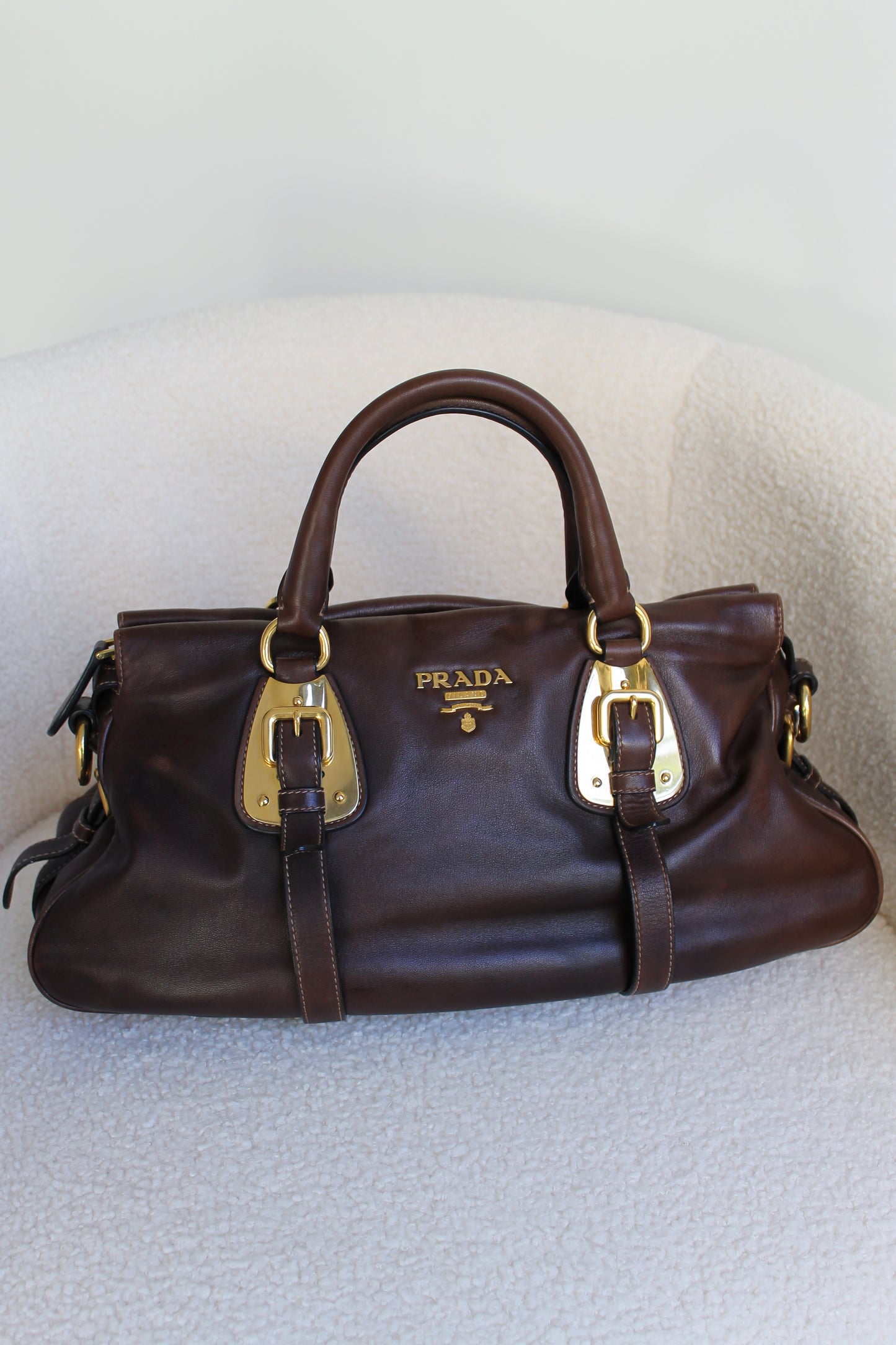 Prada Buckled Bauletto Bag