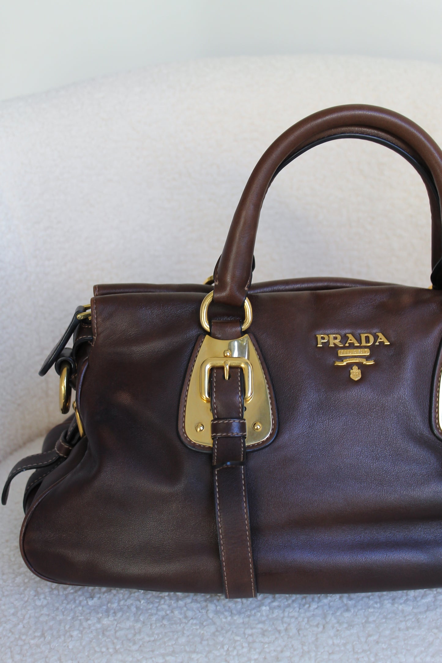Prada Buckled Bauletto Bag
