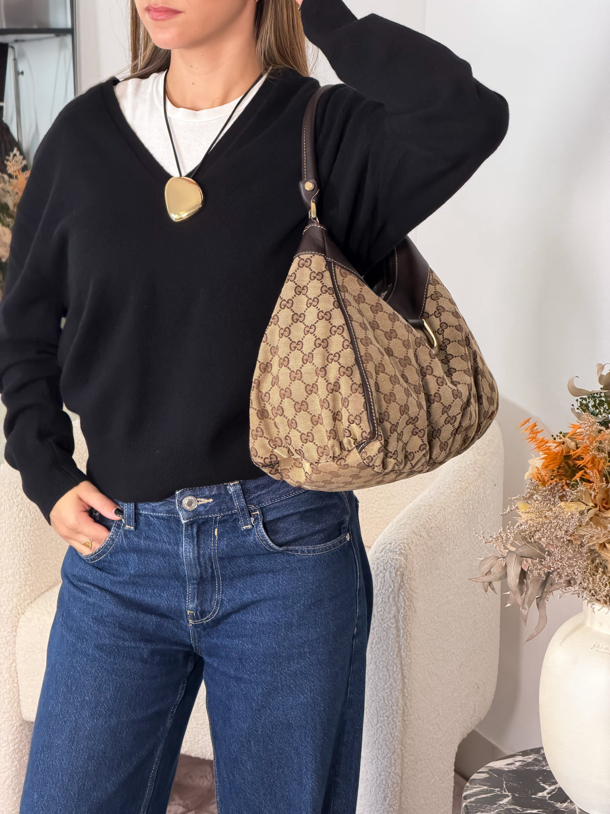 Gucci GG Canvas Abbey D-Ring Shoulder Bag