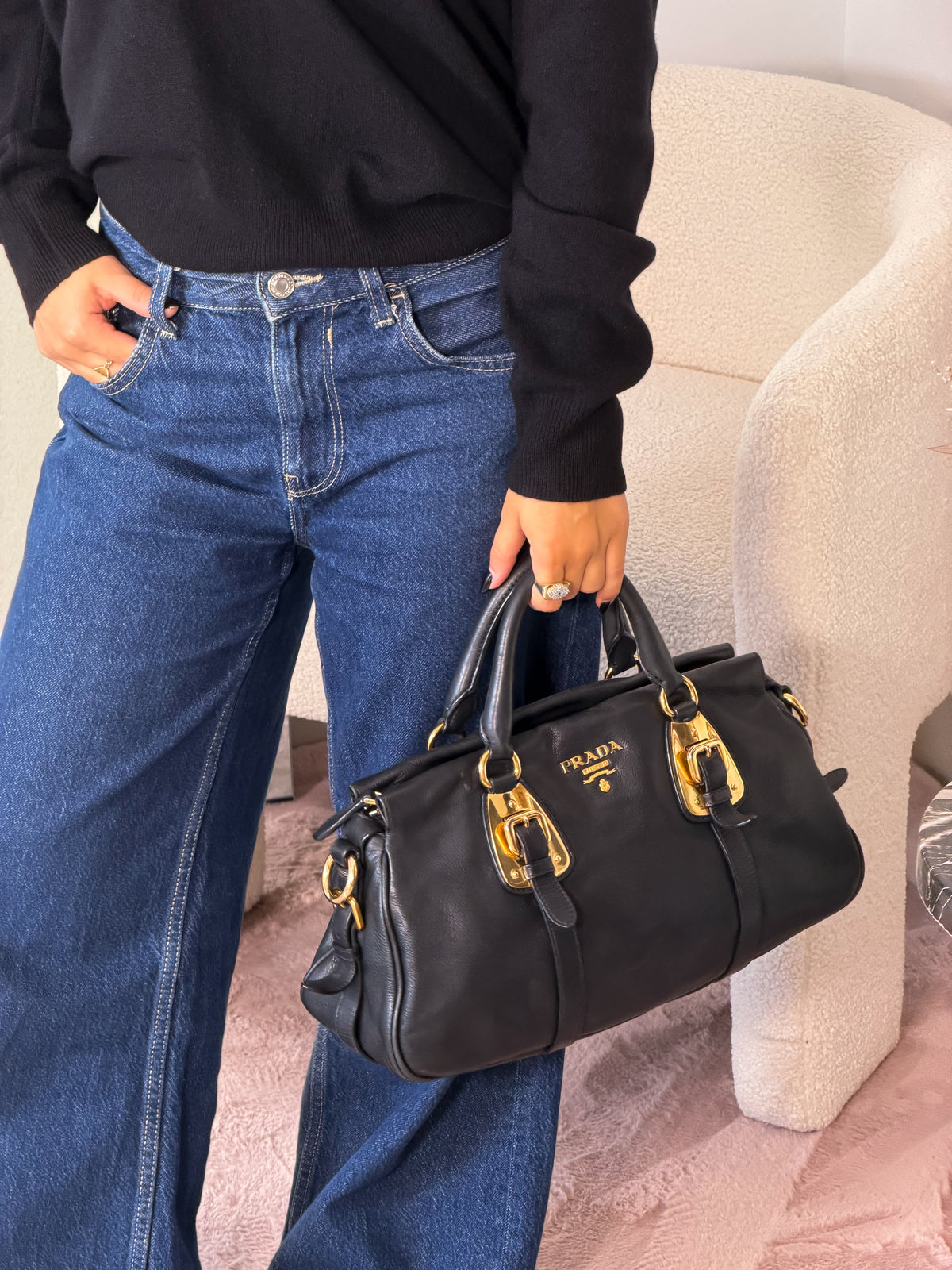 Prada Buckled Bauletto Bag