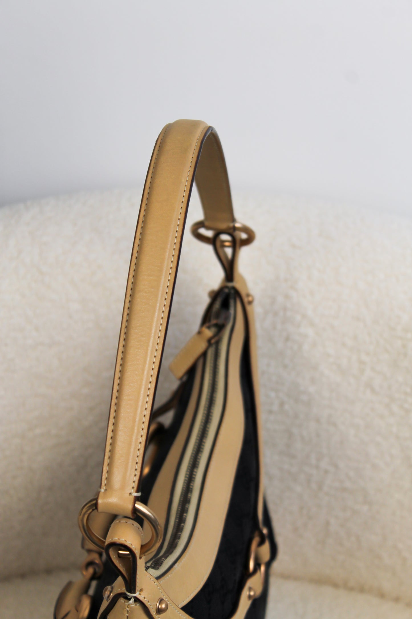 Gucci Horsebit Black Canvas Shoulder bag