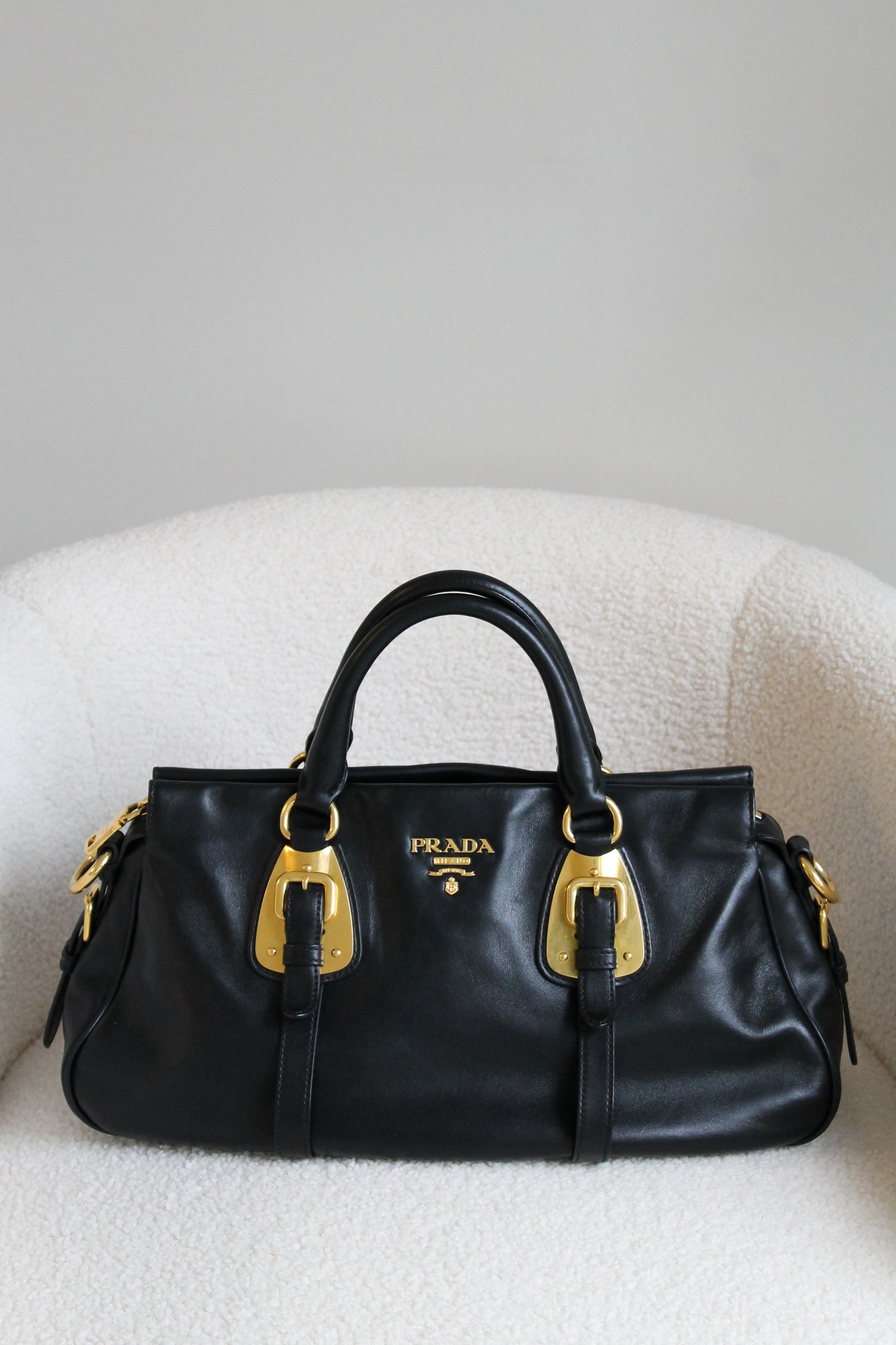 Prada Buckled Bauletto Bag