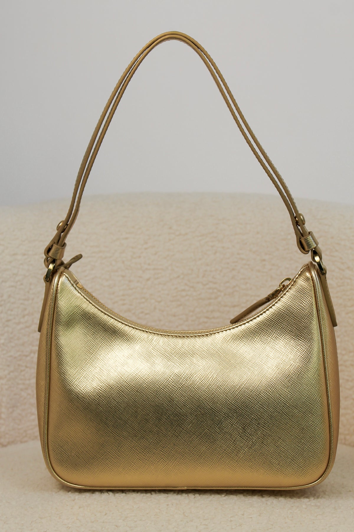 Prada Re-Edition Gold Saffiano Leather Mini Bag