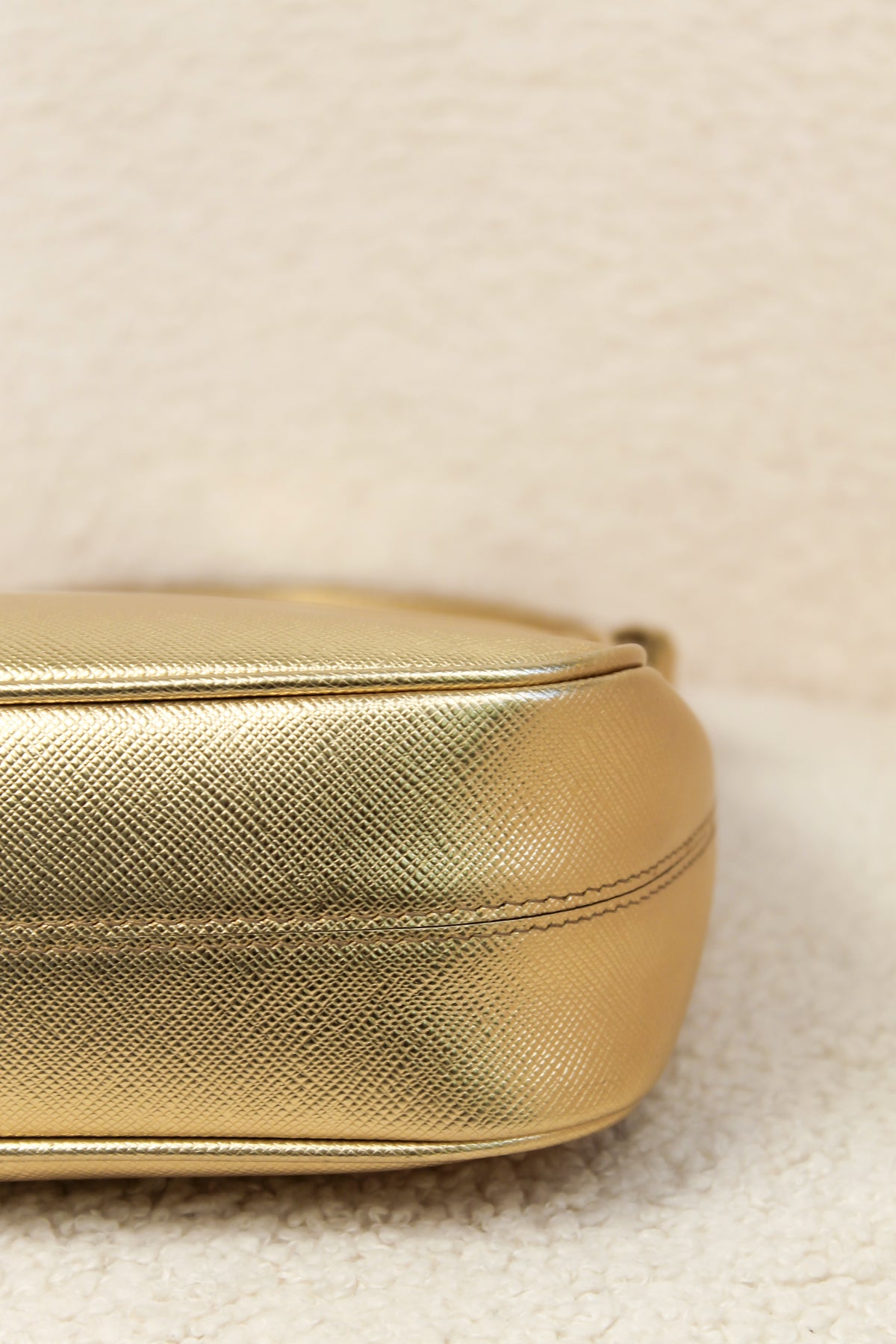 Prada Re-Edition Gold Saffiano Leather Mini Bag