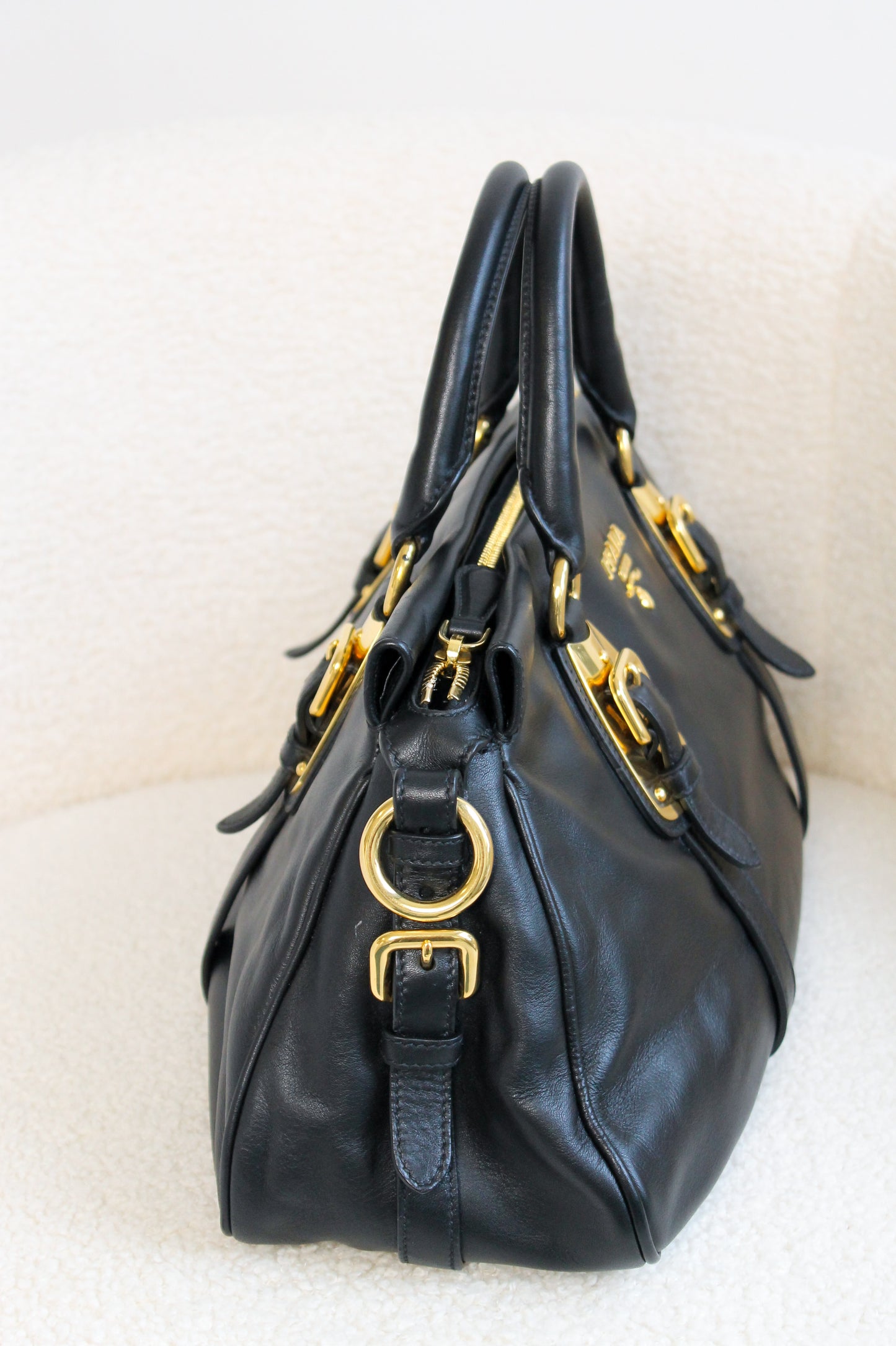 Prada Buckled Bauletto Bag