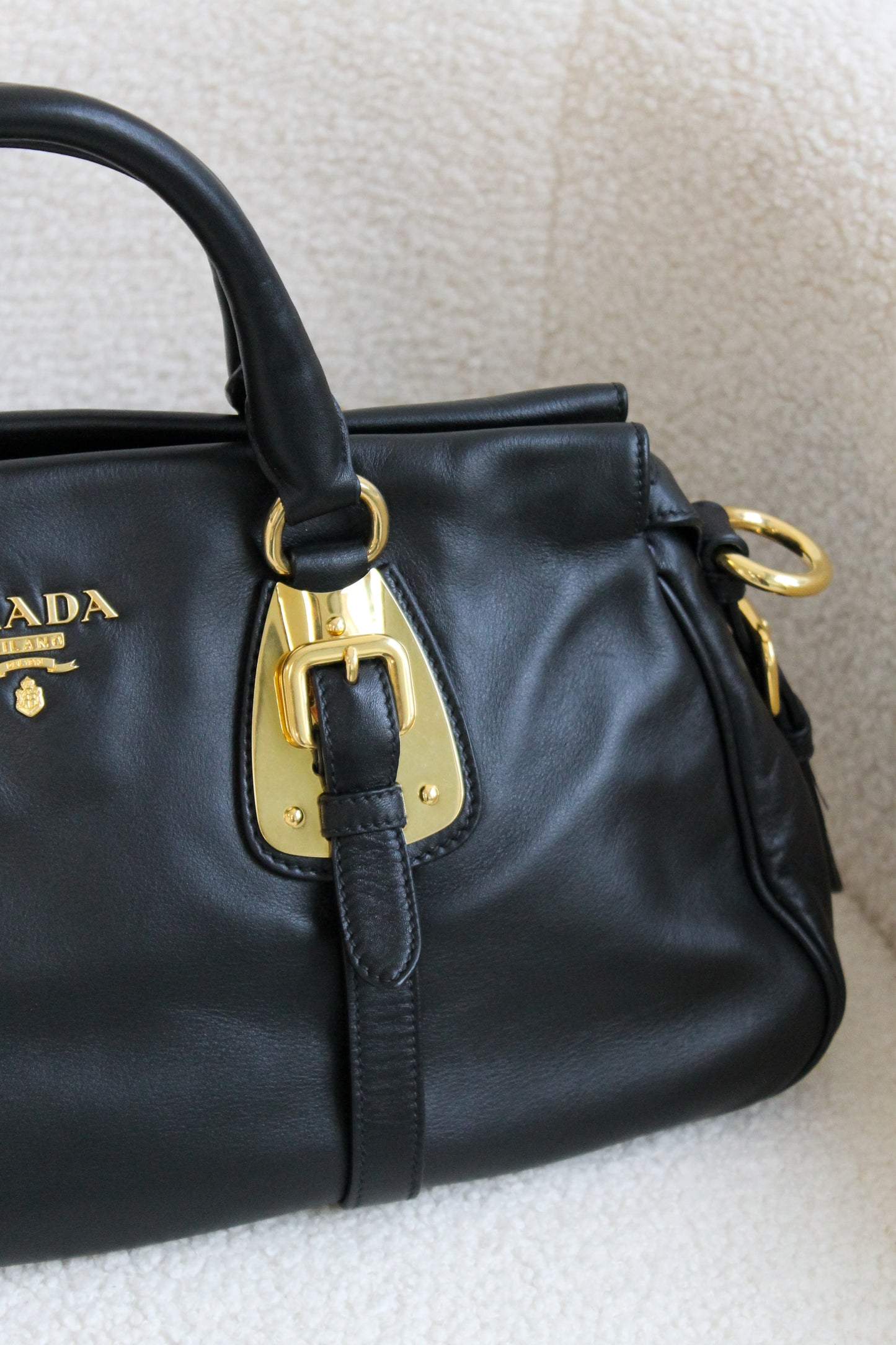 Prada Buckled Bauletto Bag