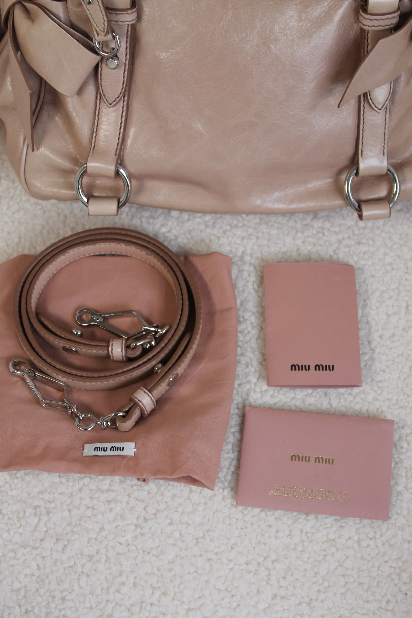 Miu Miu Vitello Shine Bauletto Bow