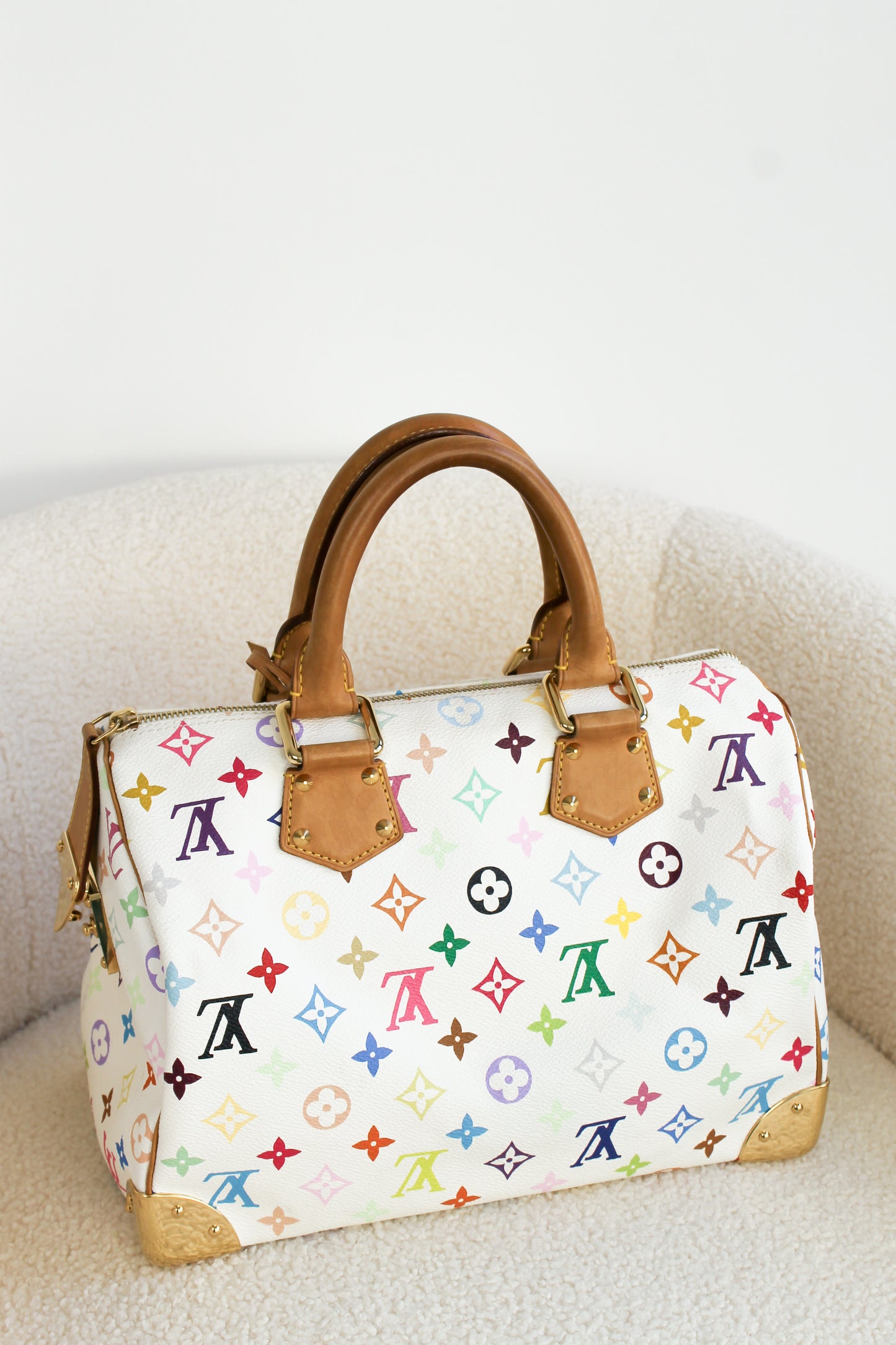 Louis Vuitton x Takashi Murakami Blanc Multicolor Speedy 30