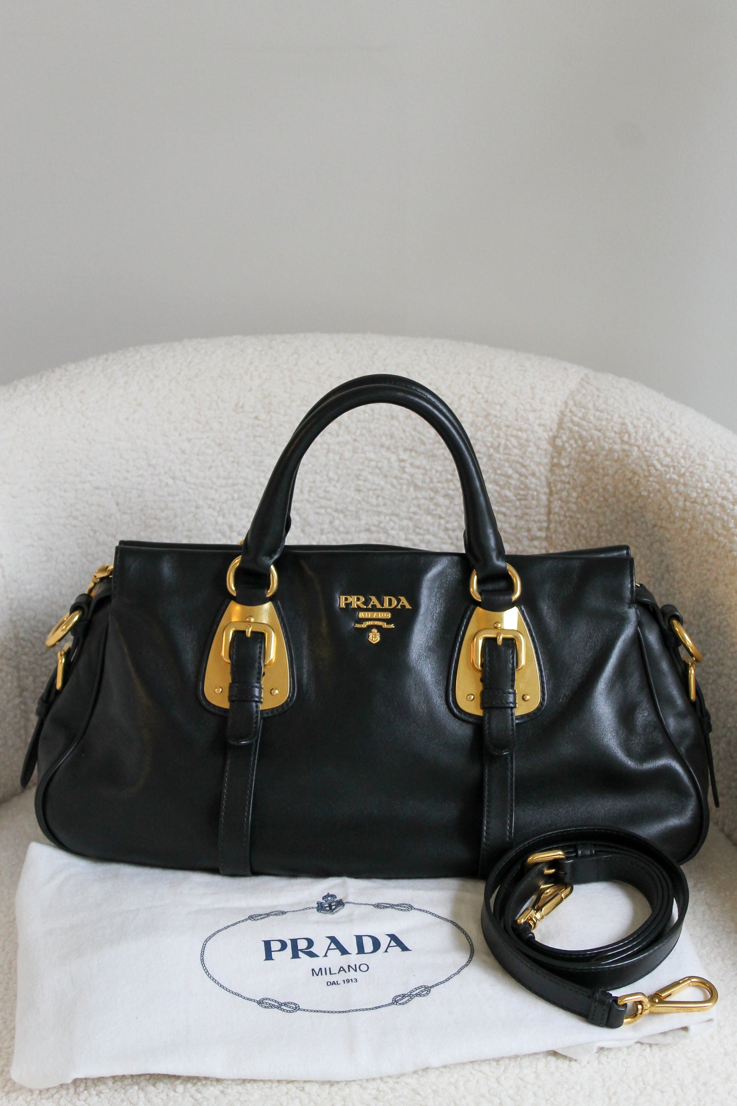 Prada Buckled Bauletto Bag