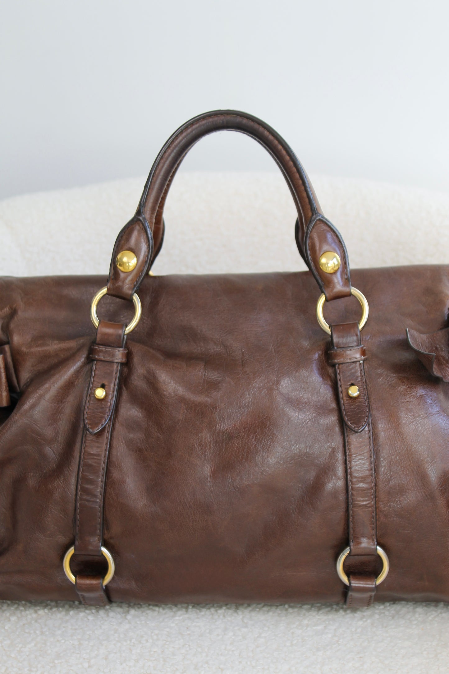 Miu Miu Vitello Shine Bauletto Bow