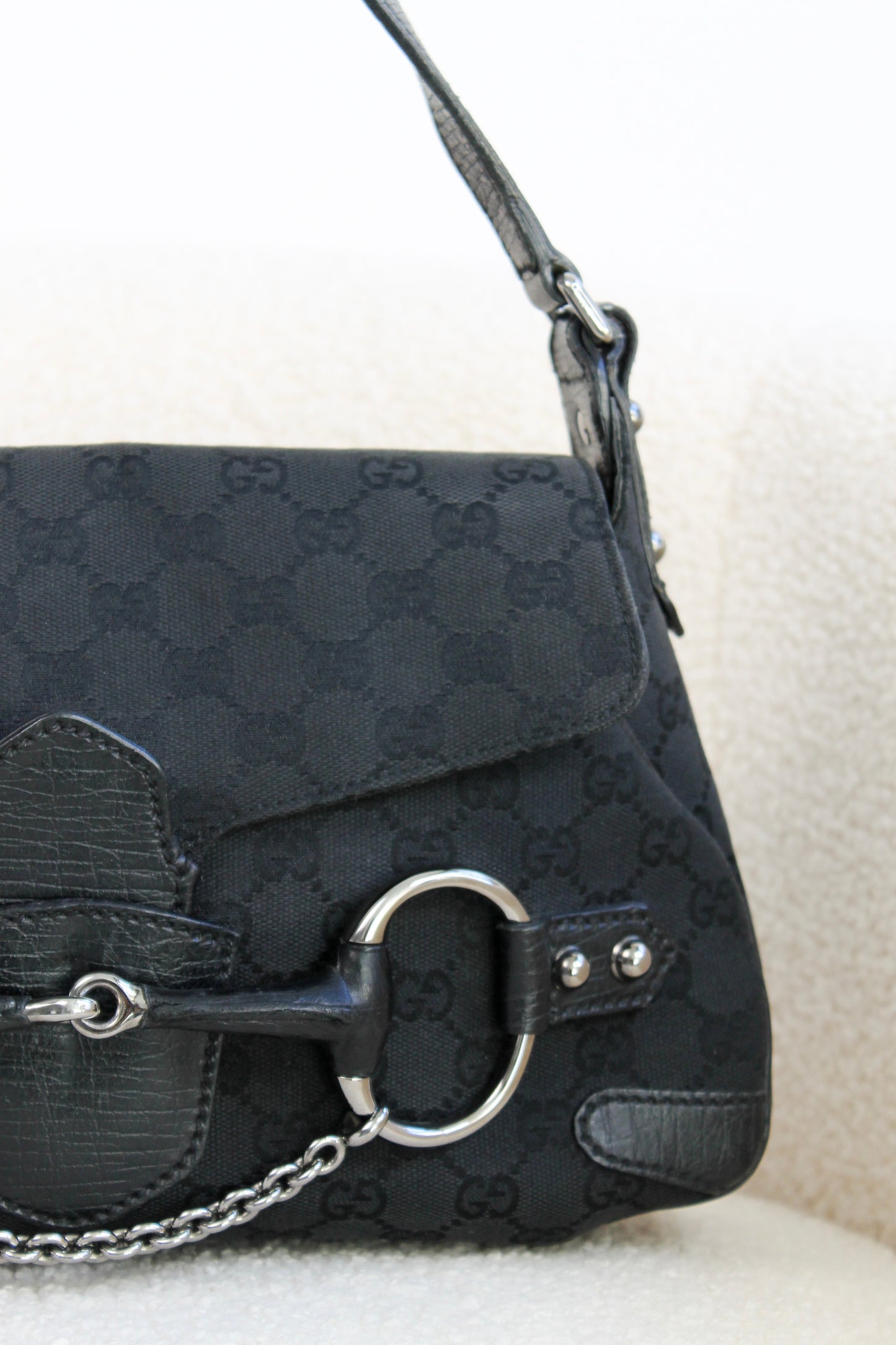 Gucci Horsebit Canvas Shoulder bag