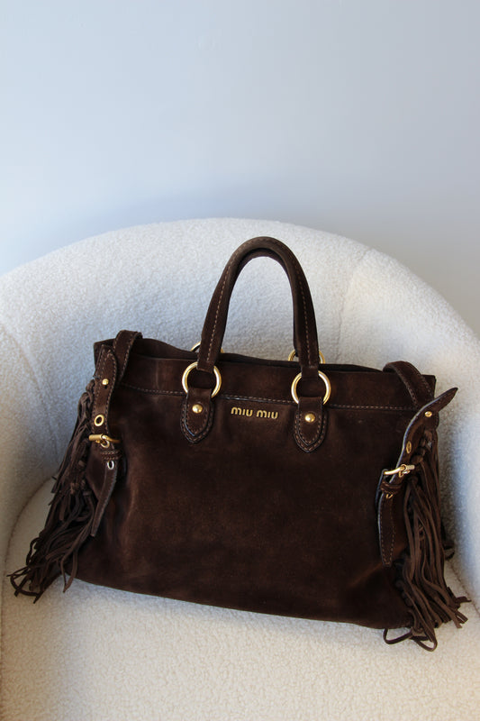 Miu Miu Suede Tassel Handbag