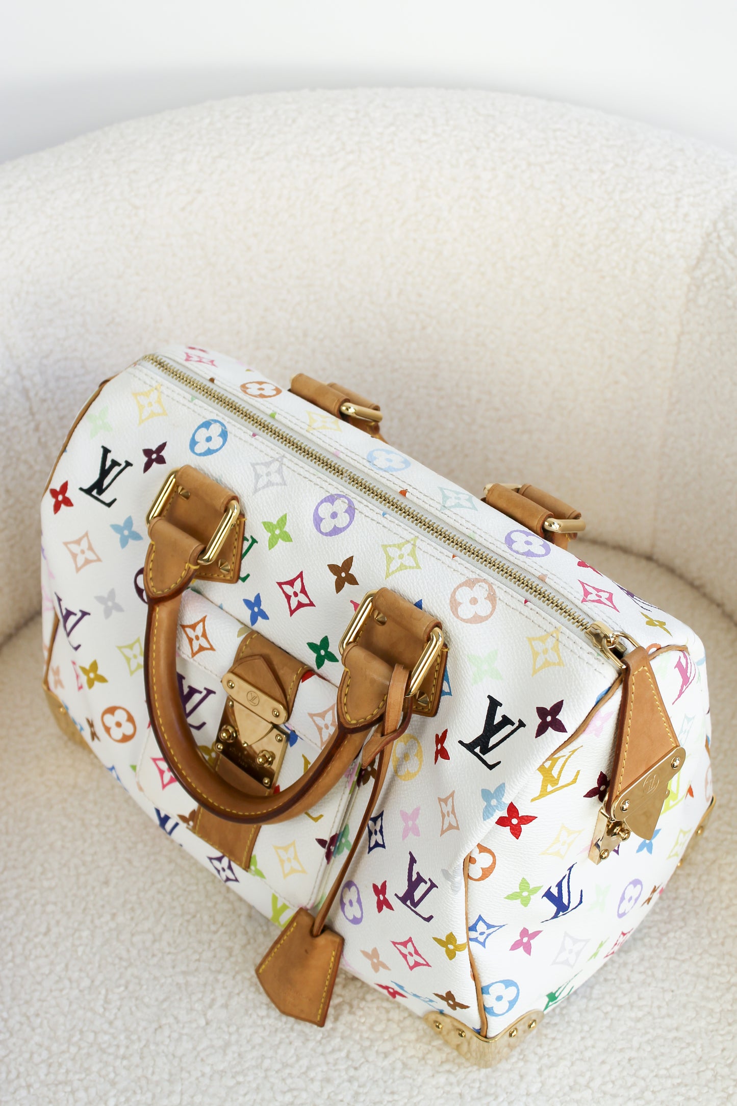 Louis Vuitton x Takashi Murakami Blanc Multicolor Speedy 30