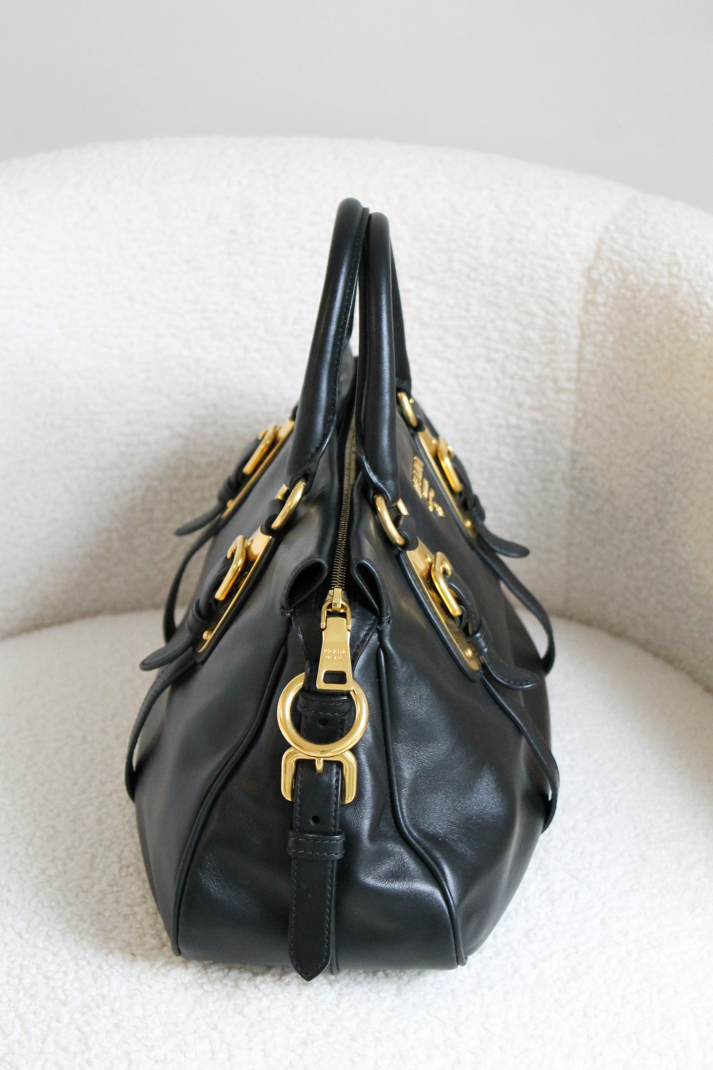 Prada Buckled Bauletto Bag