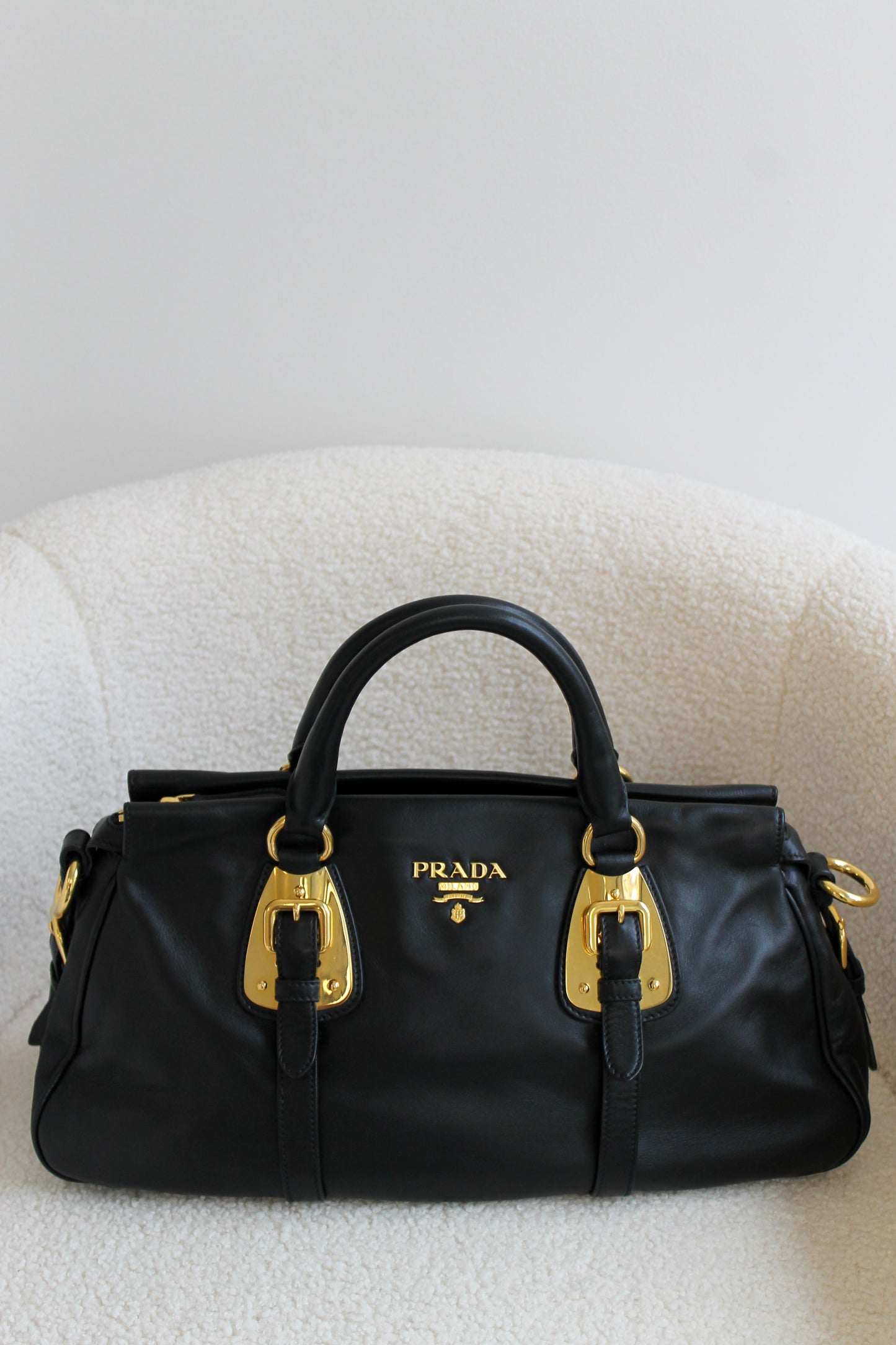 Prada Buckled Bauletto Bag