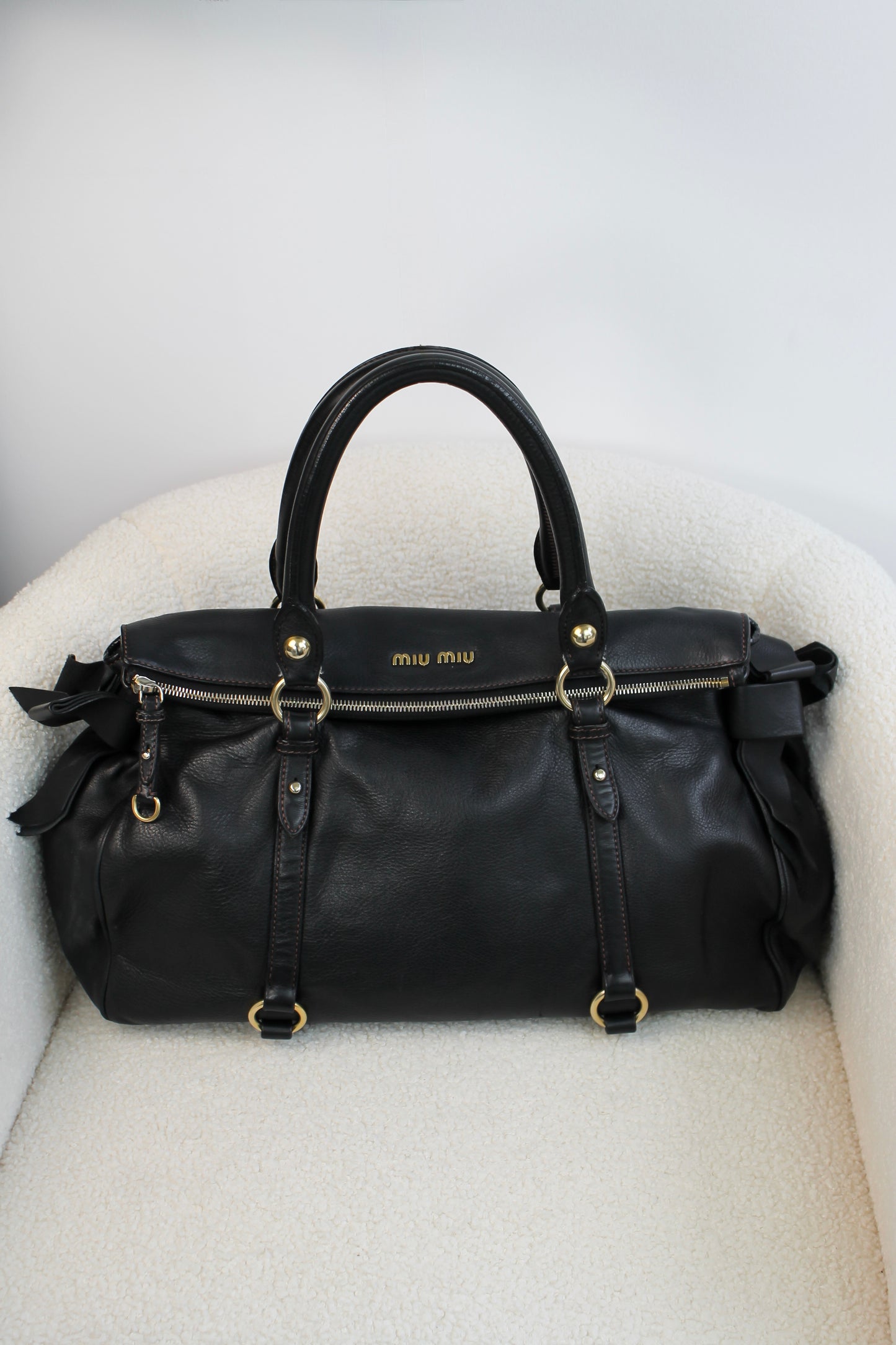 Miu Miu Vitello Bauletto Bow