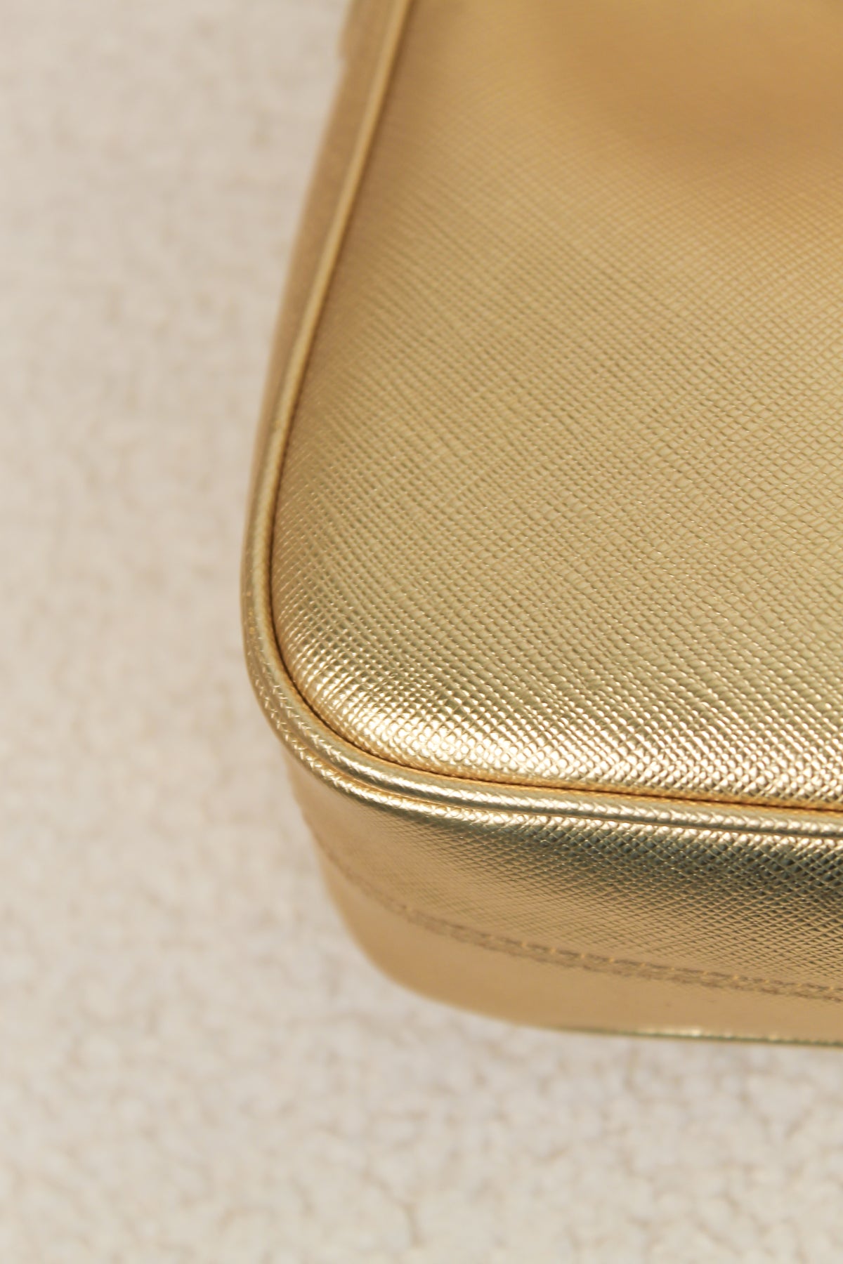 Prada Re-Edition Gold Saffiano Leather Mini Bag