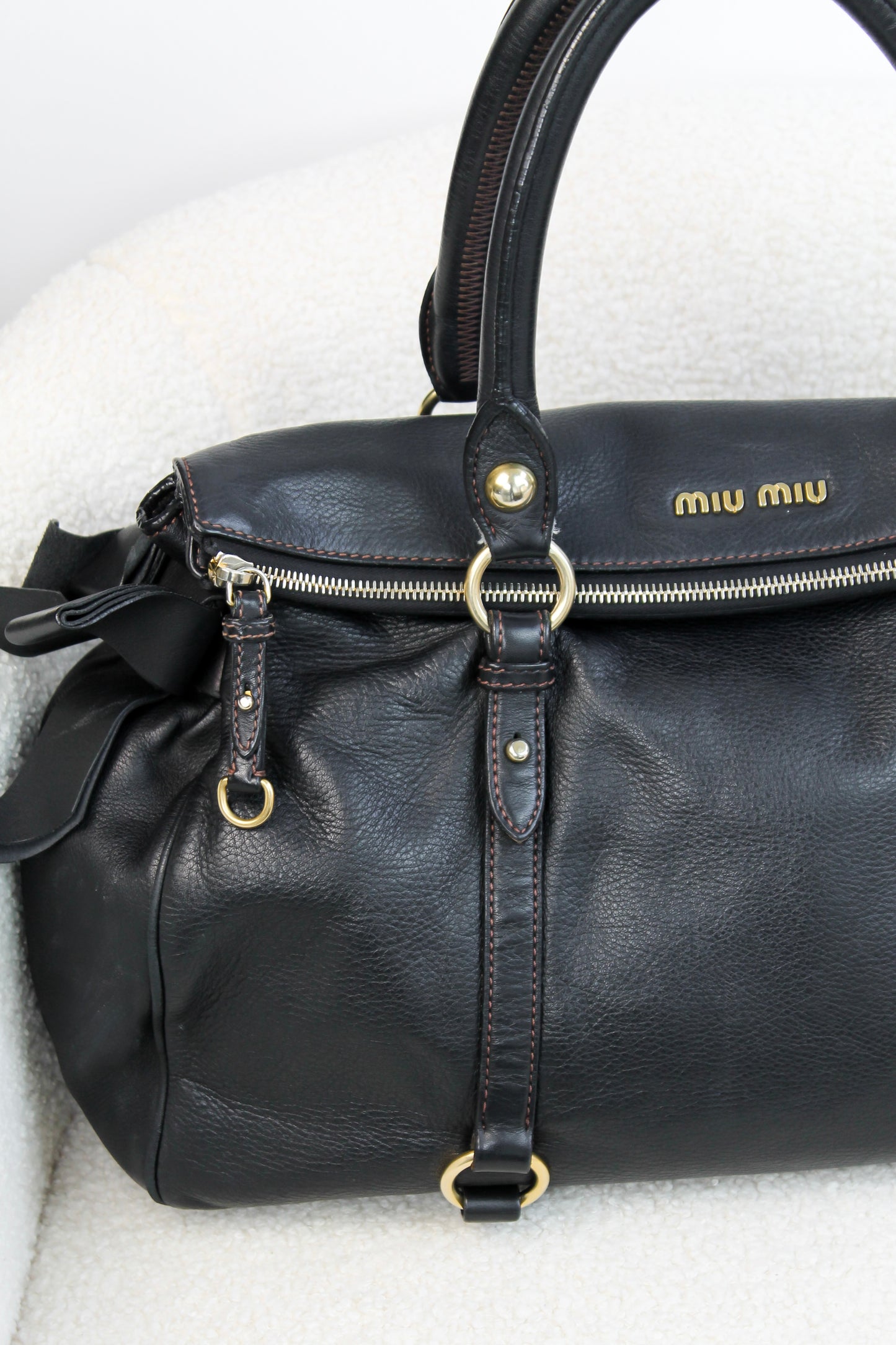 Miu Miu Vitello Bauletto Bow