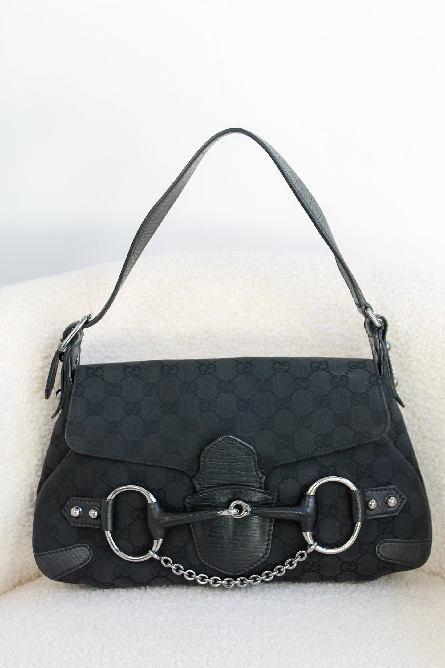 Gucci Horsebit Canvas Shoulder bag