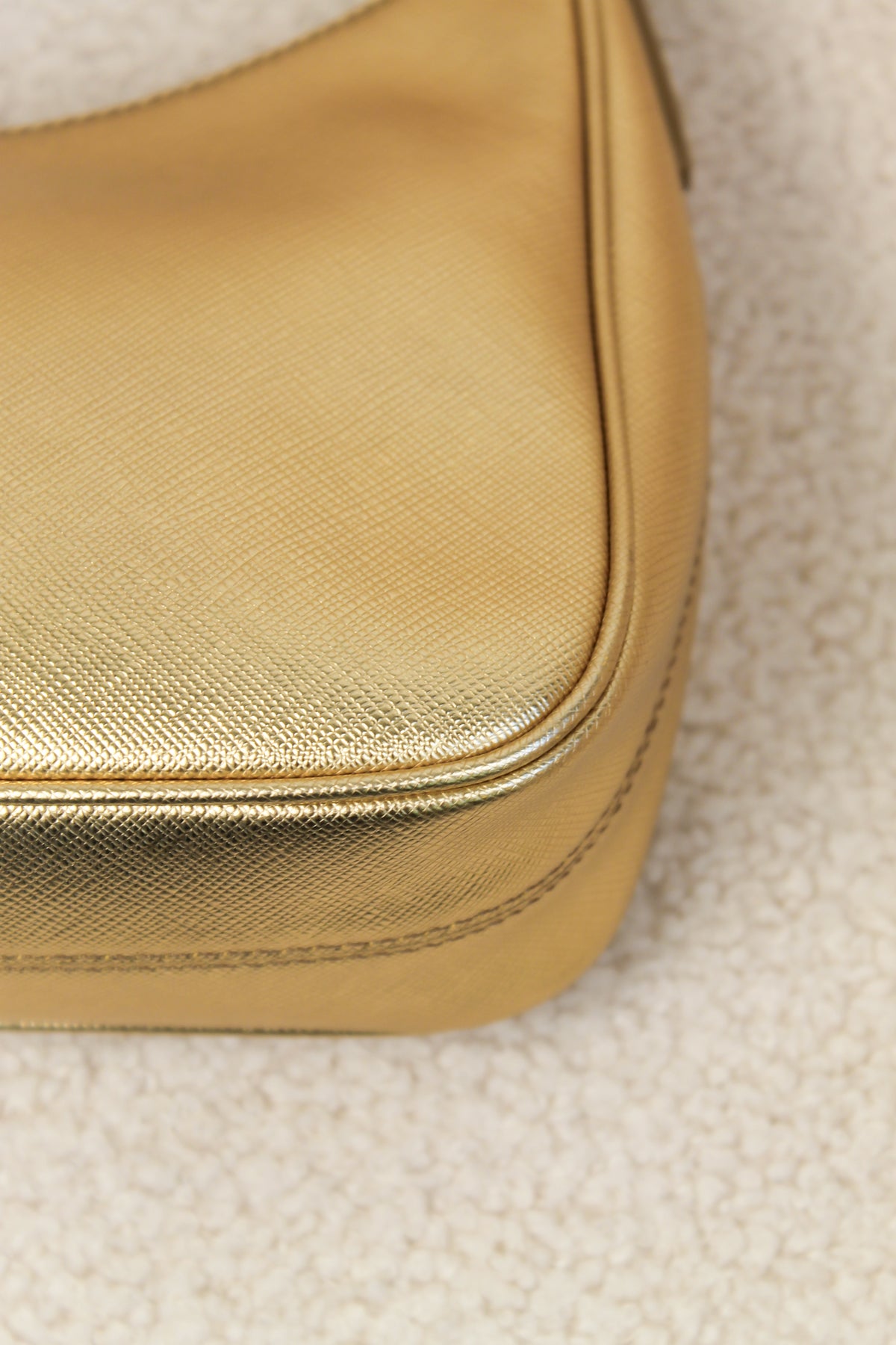 Prada Re-Edition Gold Saffiano Leather Mini Bag