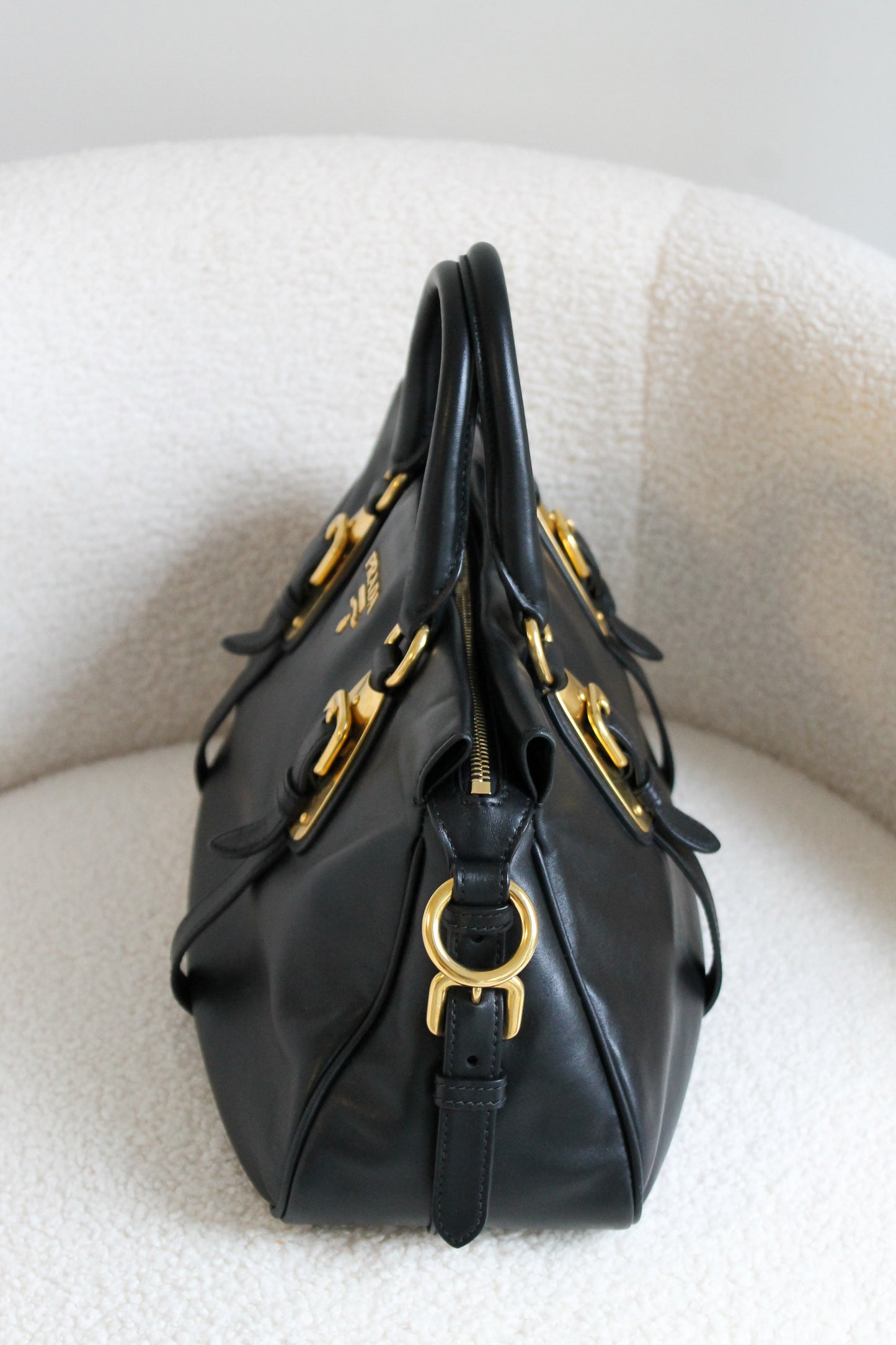 Prada Buckled Bauletto Bag