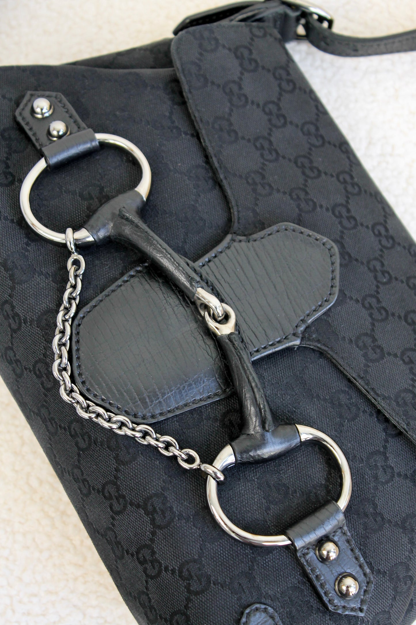 Gucci Horsebit Canvas Shoulder bag