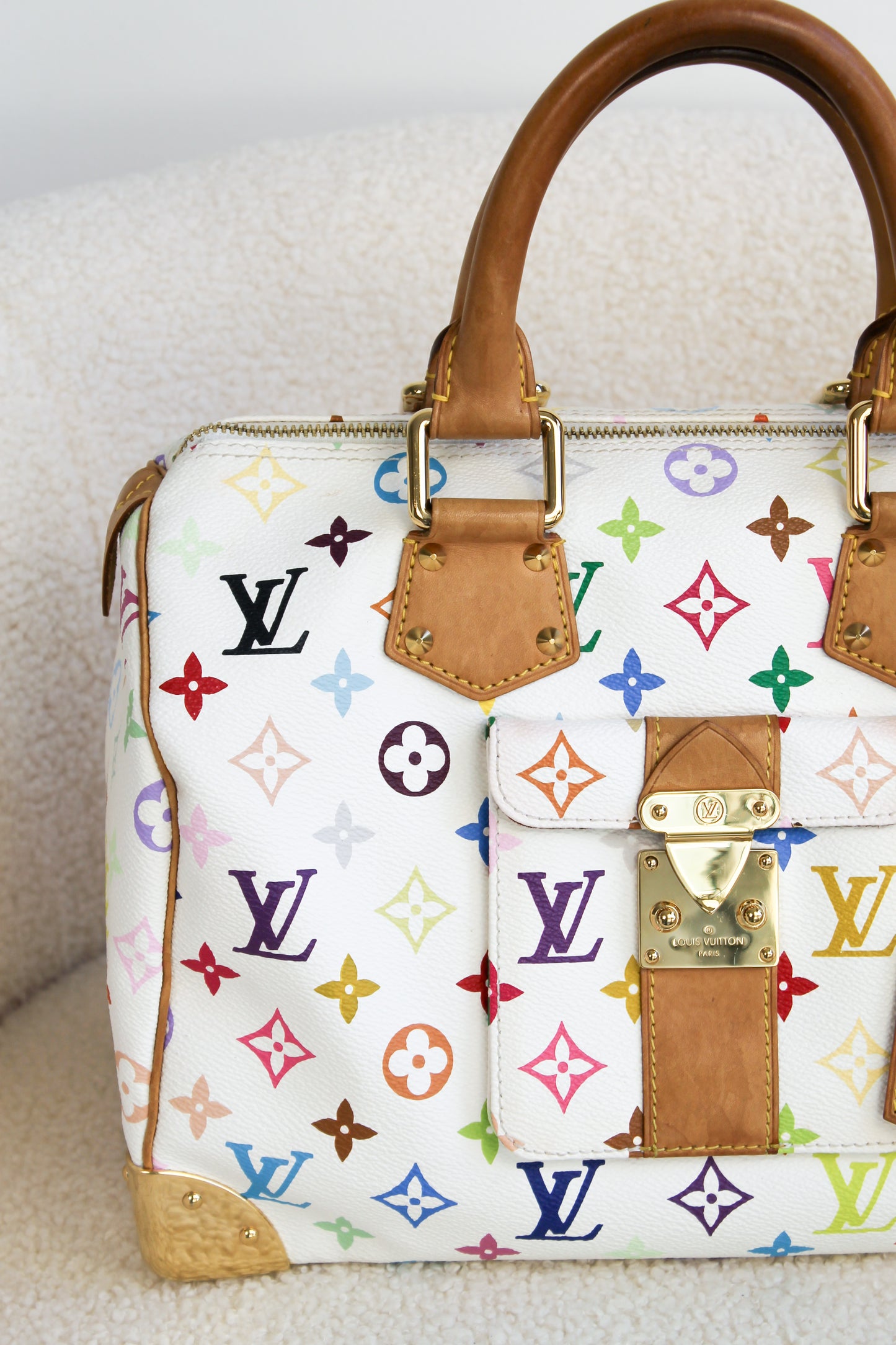 Louis Vuitton x Takashi Murakami Blanc Multicolor Speedy 30