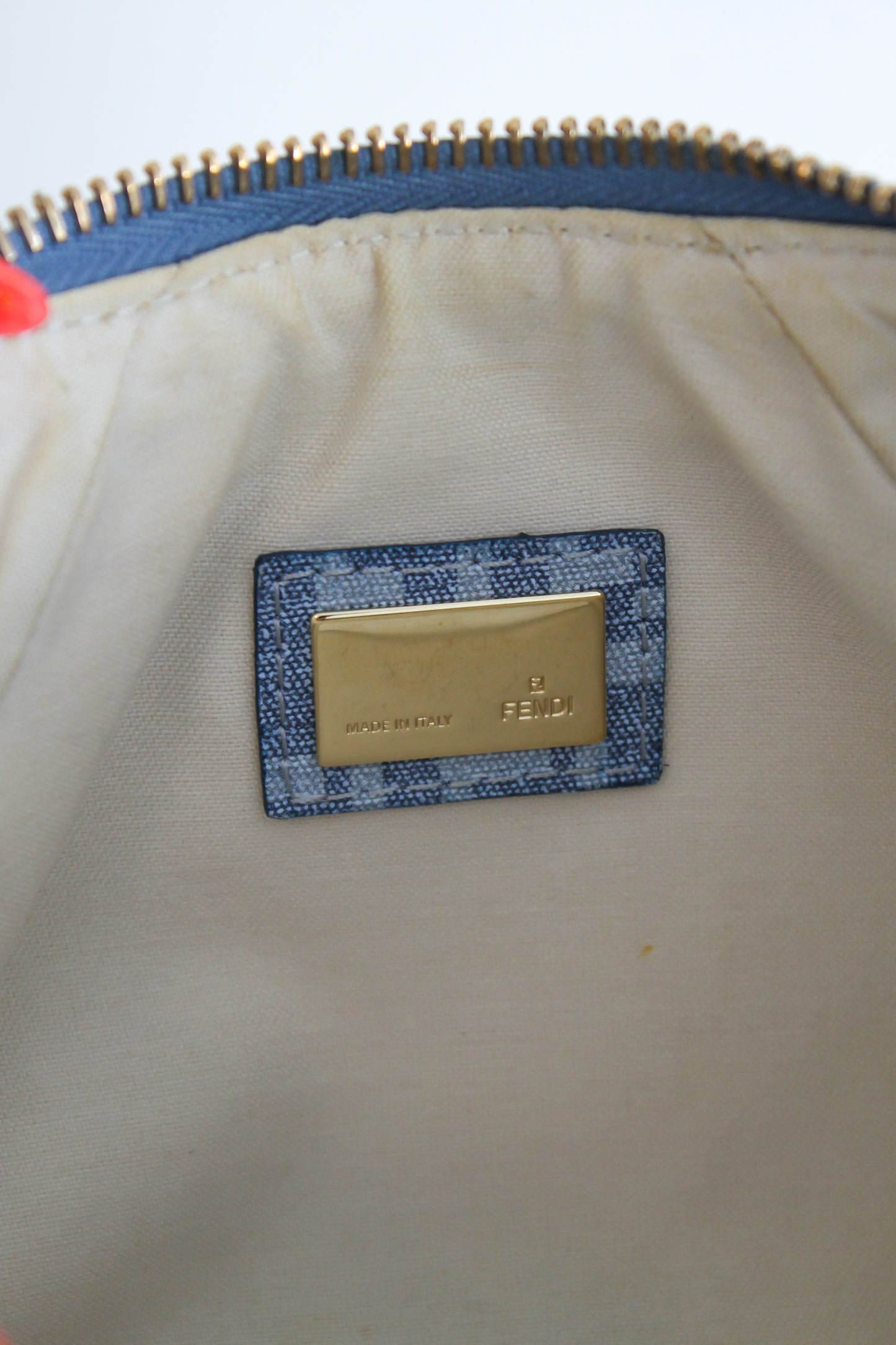 Fendi Blue Zucchino Charm Chain Pochette