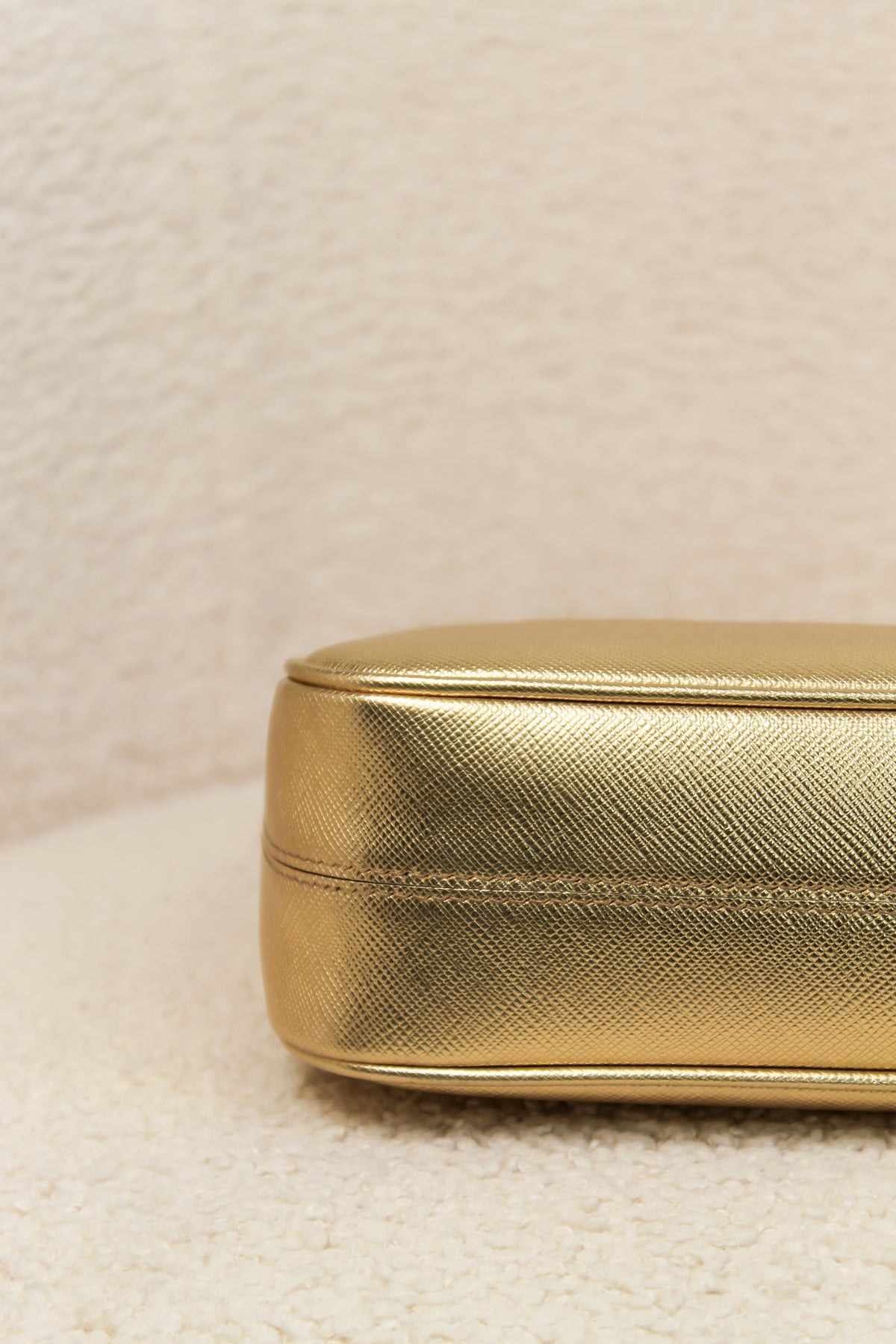 Prada Re-Edition Gold Saffiano Leather Mini Bag