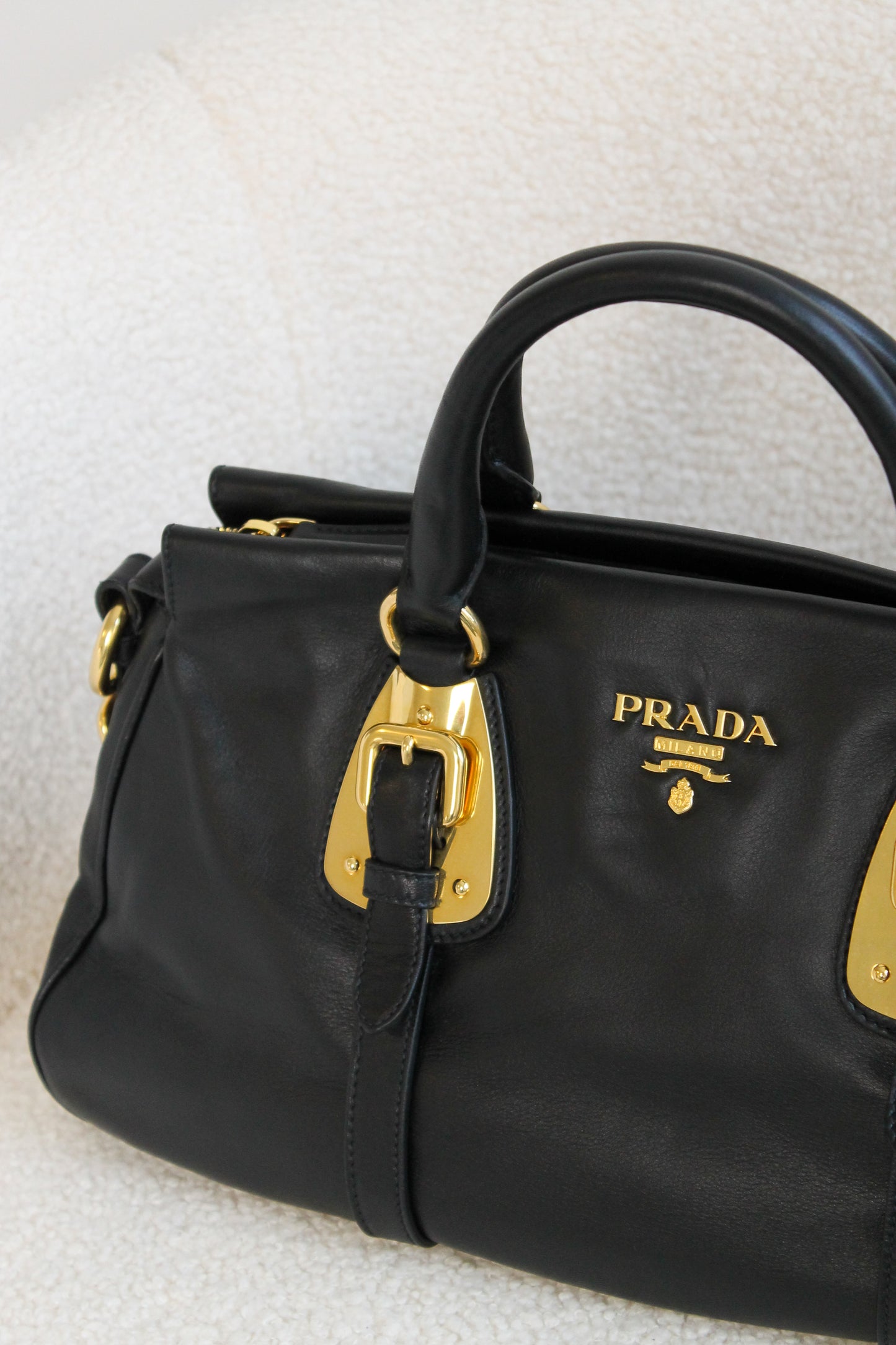Prada Buckled Bauletto Bag