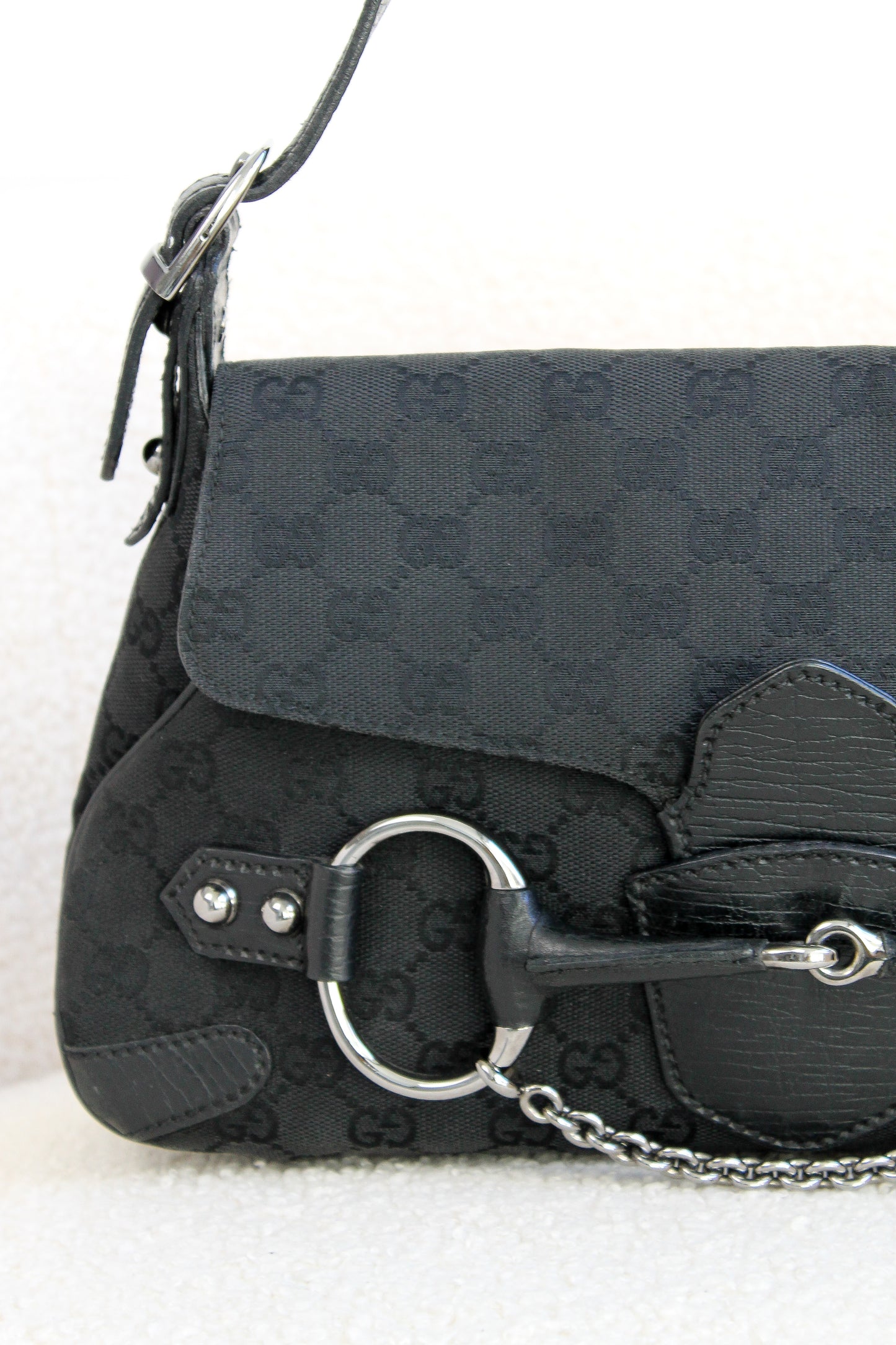 Gucci Horsebit Canvas Shoulder bag