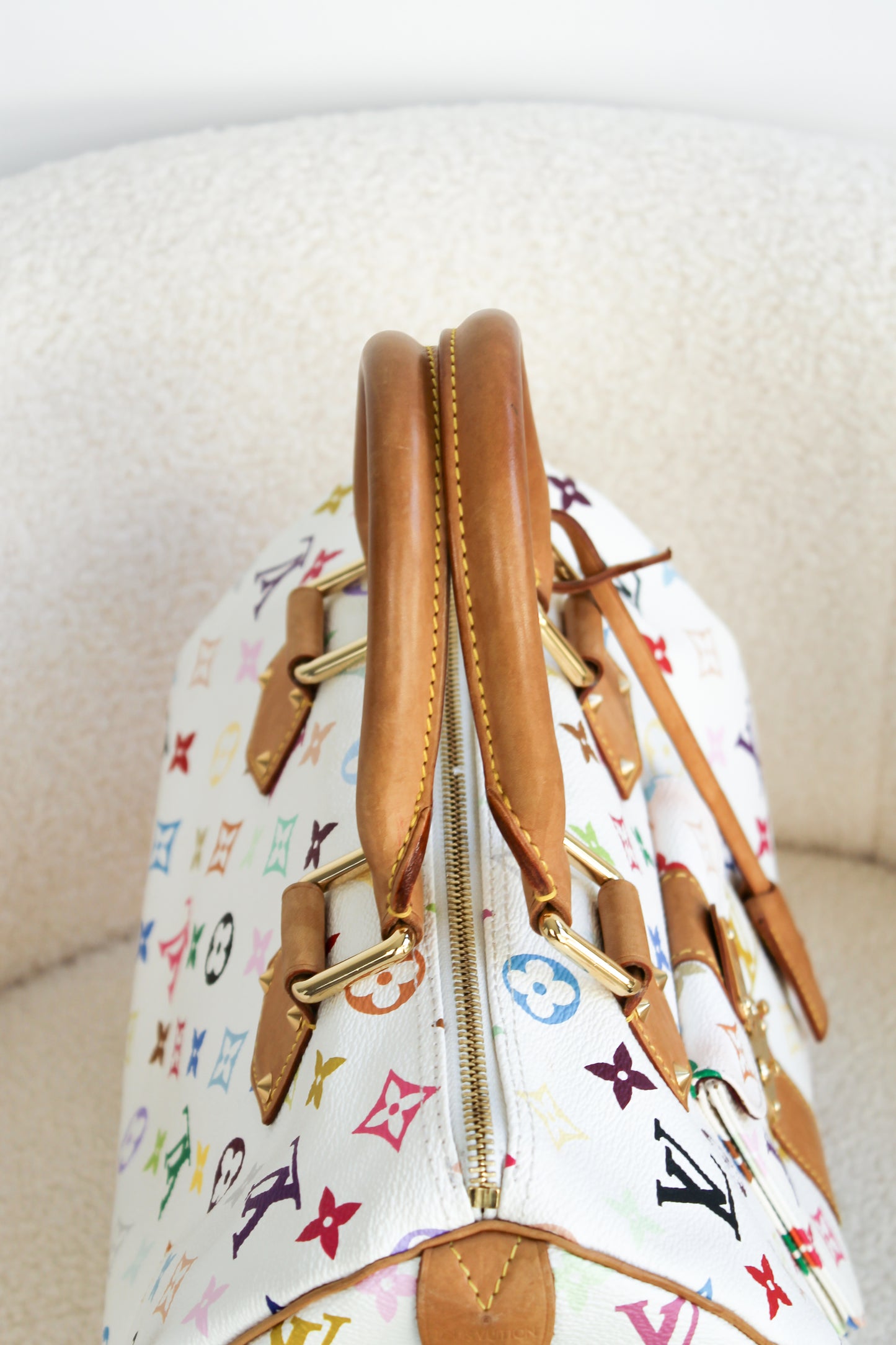 Louis Vuitton x Takashi Murakami Blanc Multicolor Speedy 30