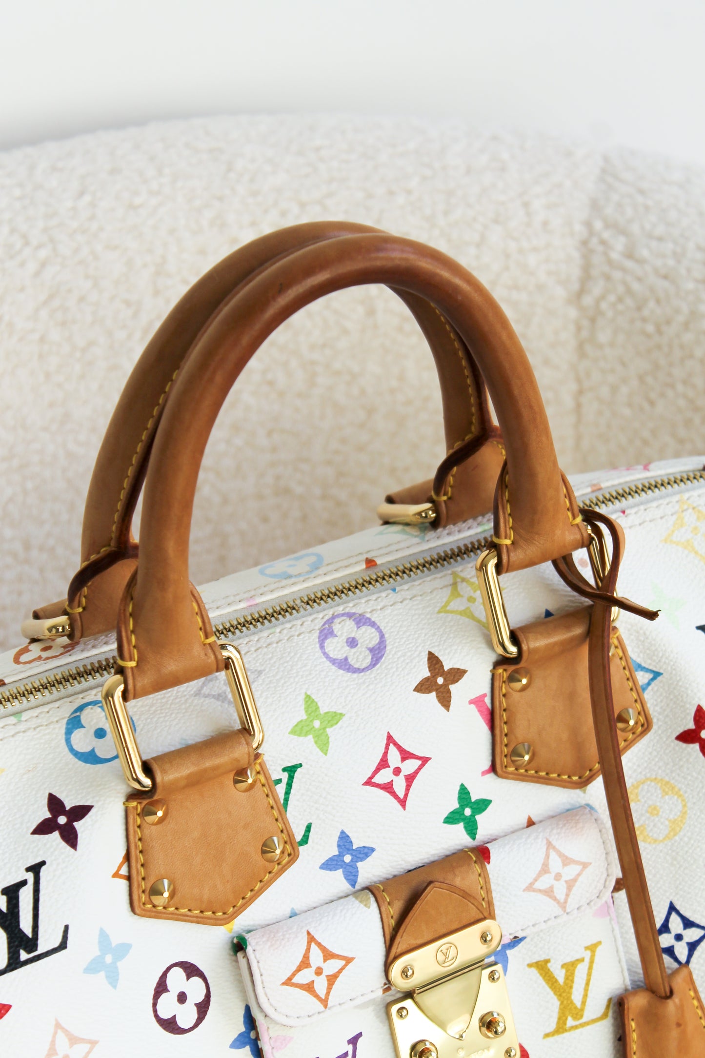 Louis Vuitton x Takashi Murakami Blanc Multicolor Speedy 30