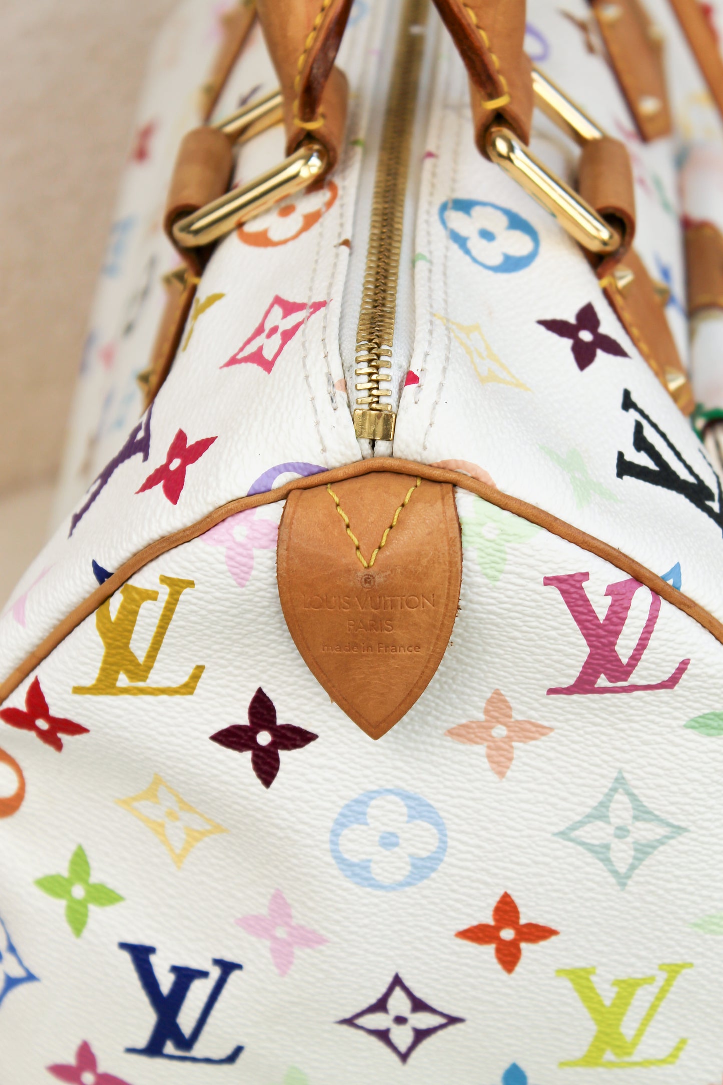 Louis Vuitton x Takashi Murakami Blanc Multicolor Speedy 30