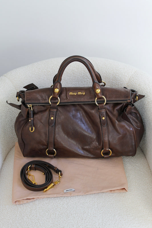 Miu Miu Vitello Shine Bauletto Bow