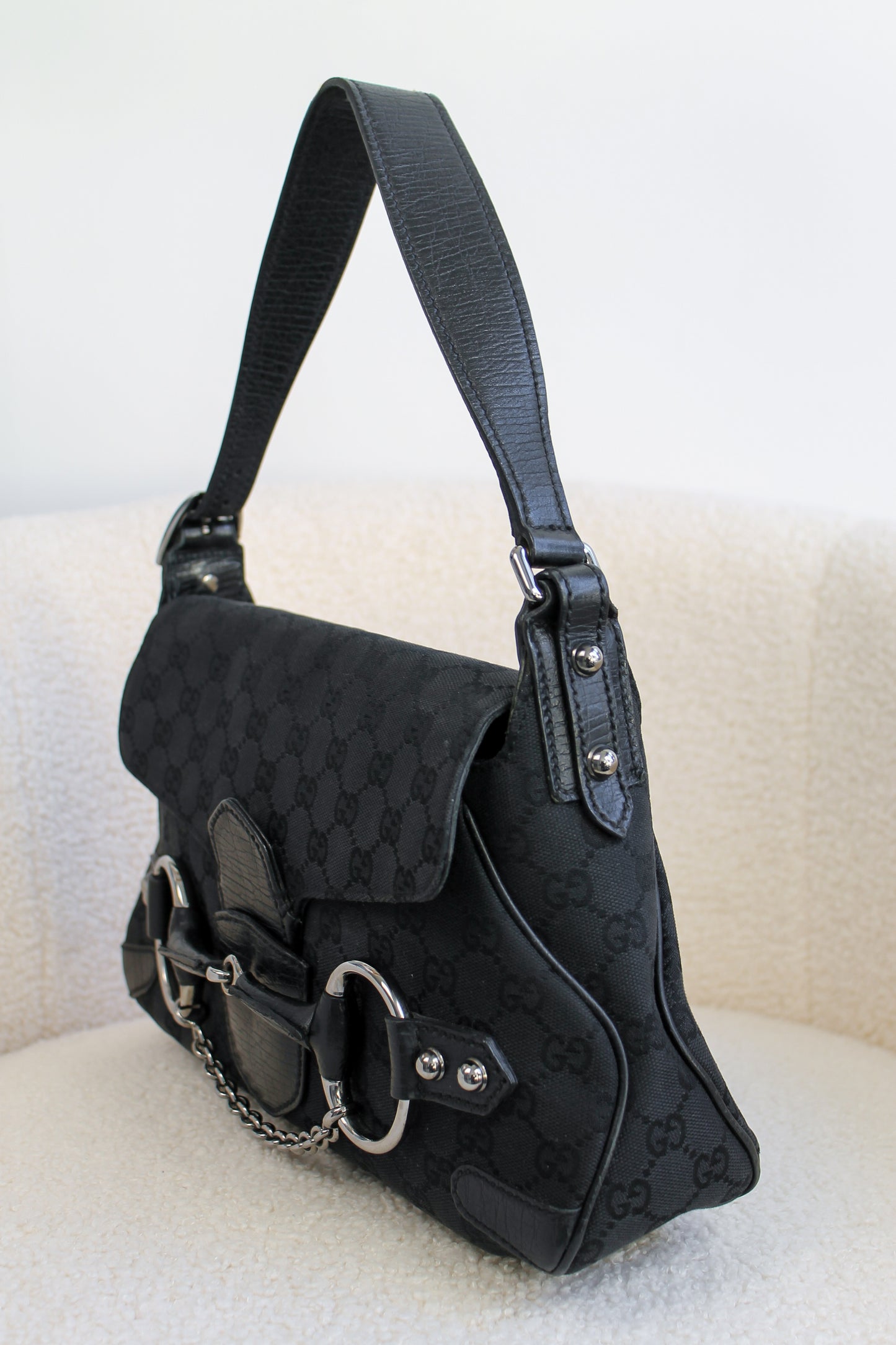 Gucci Horsebit Canvas Shoulder bag