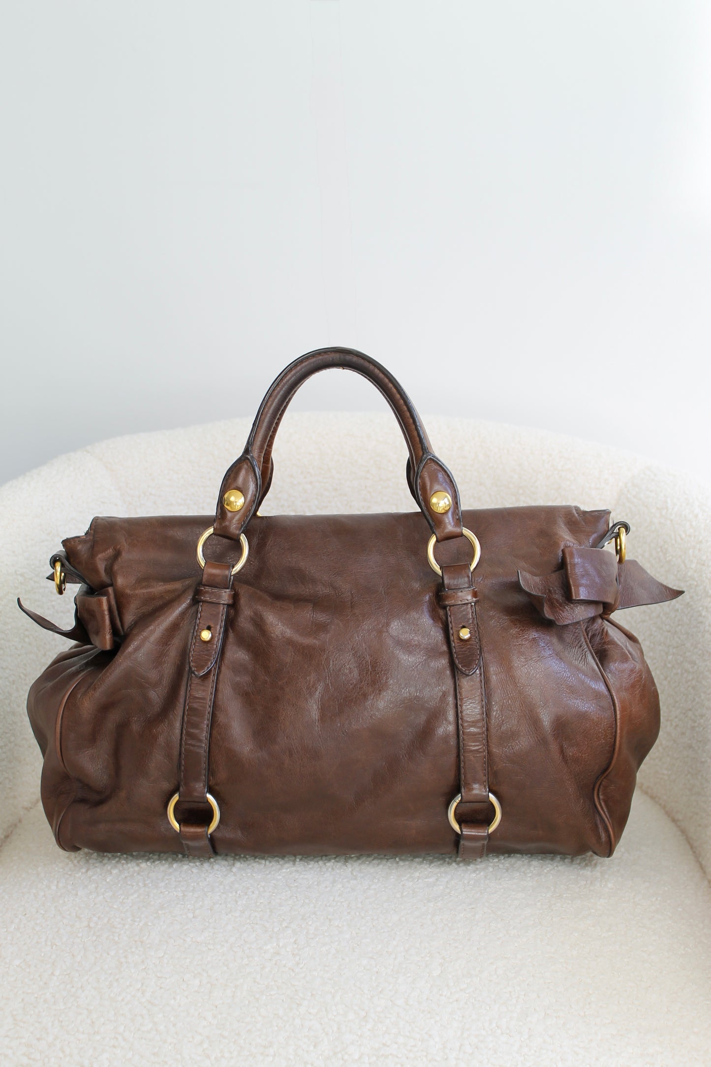 Miu Miu Vitello Shine Bauletto Bow