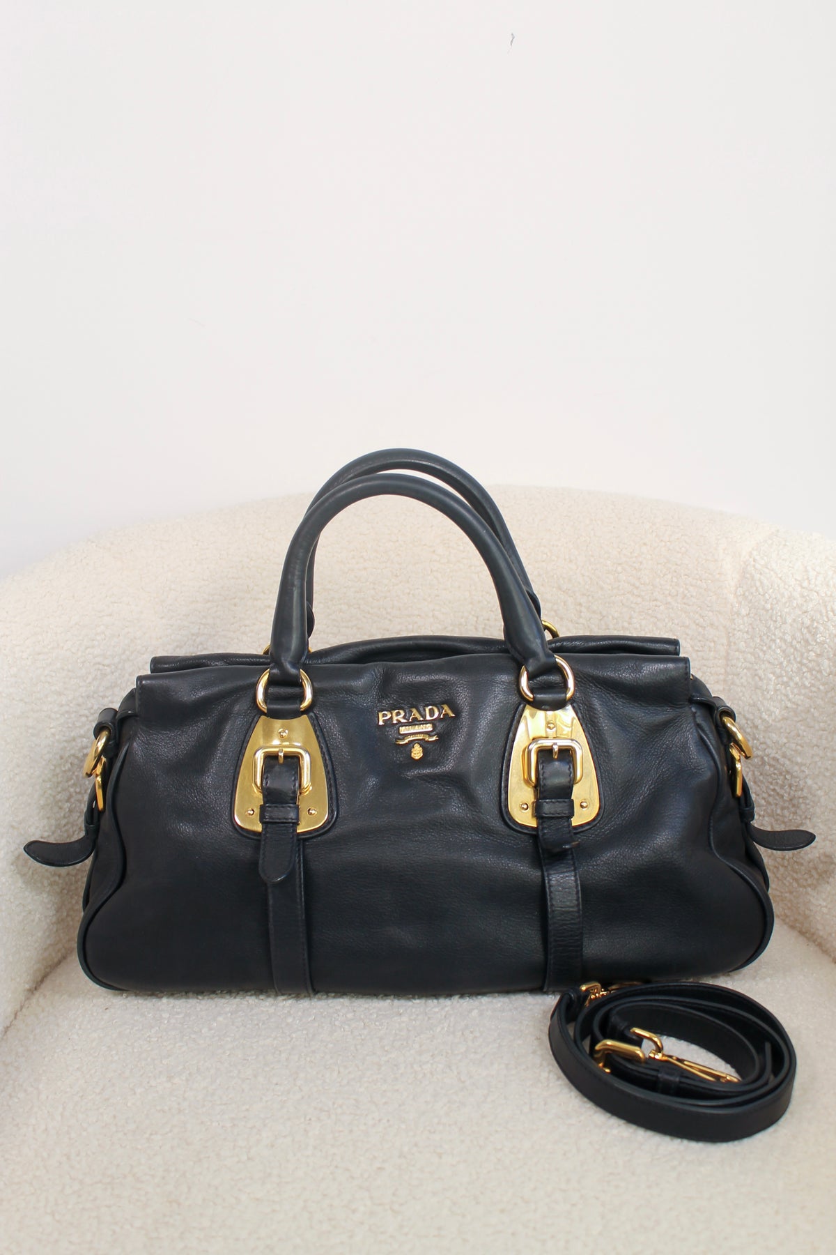Prada Buckled Bauletto Bag