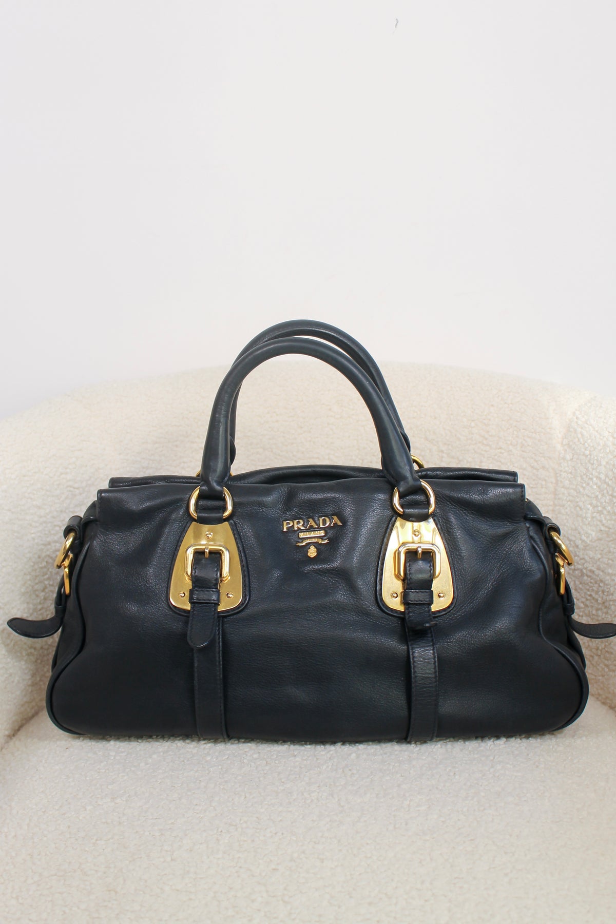 Prada Buckled Bauletto Bag