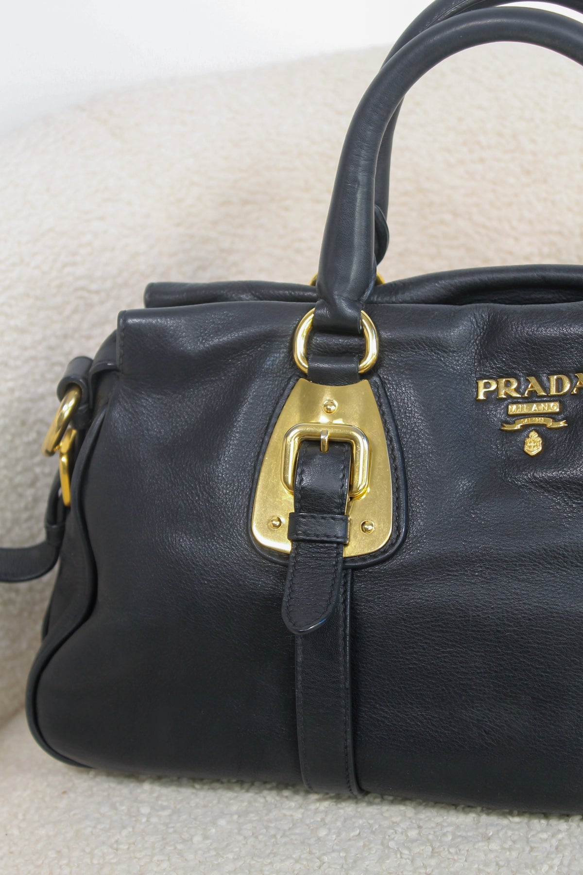 Prada Buckled Bauletto Bag