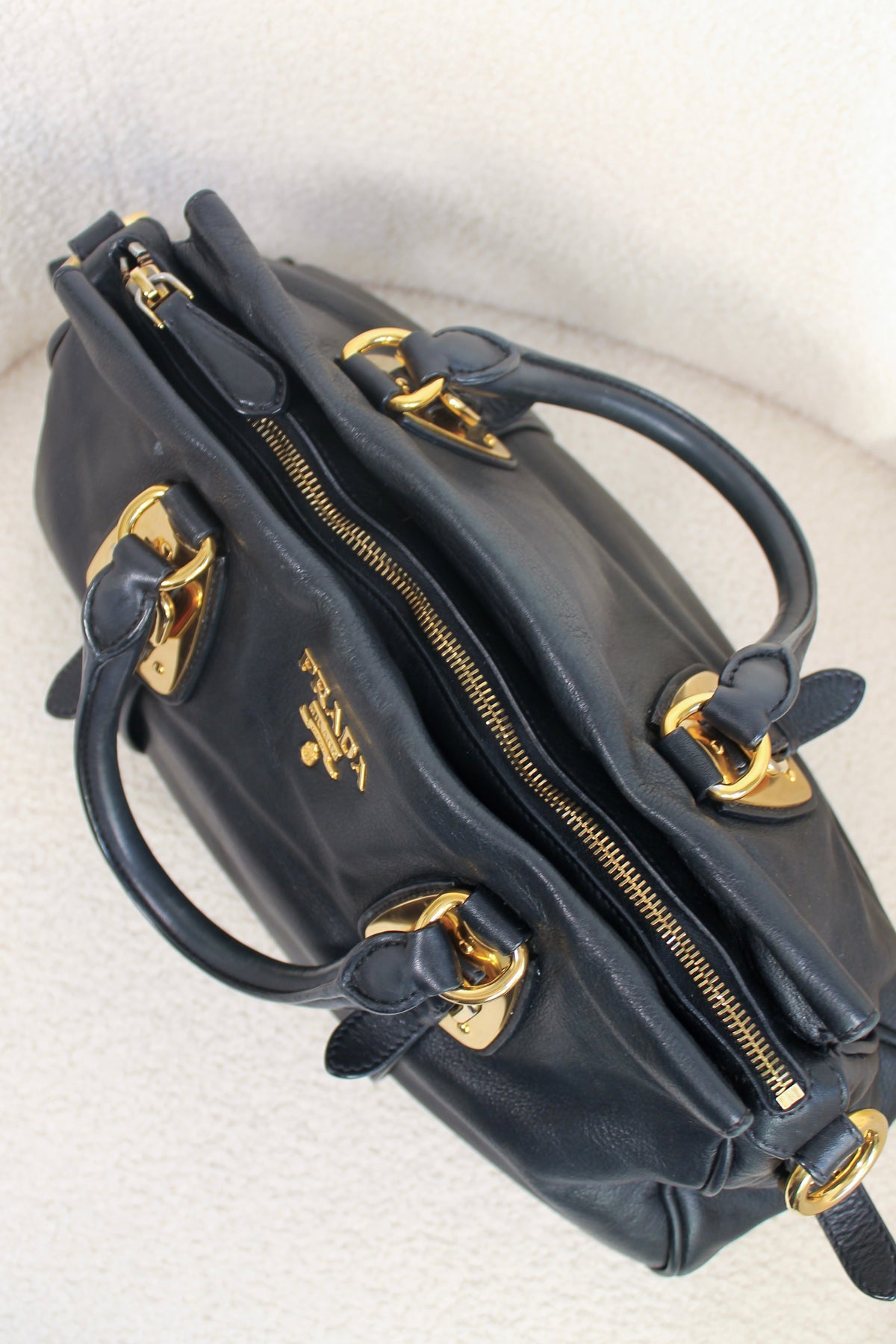 Prada Buckled Bauletto Bag